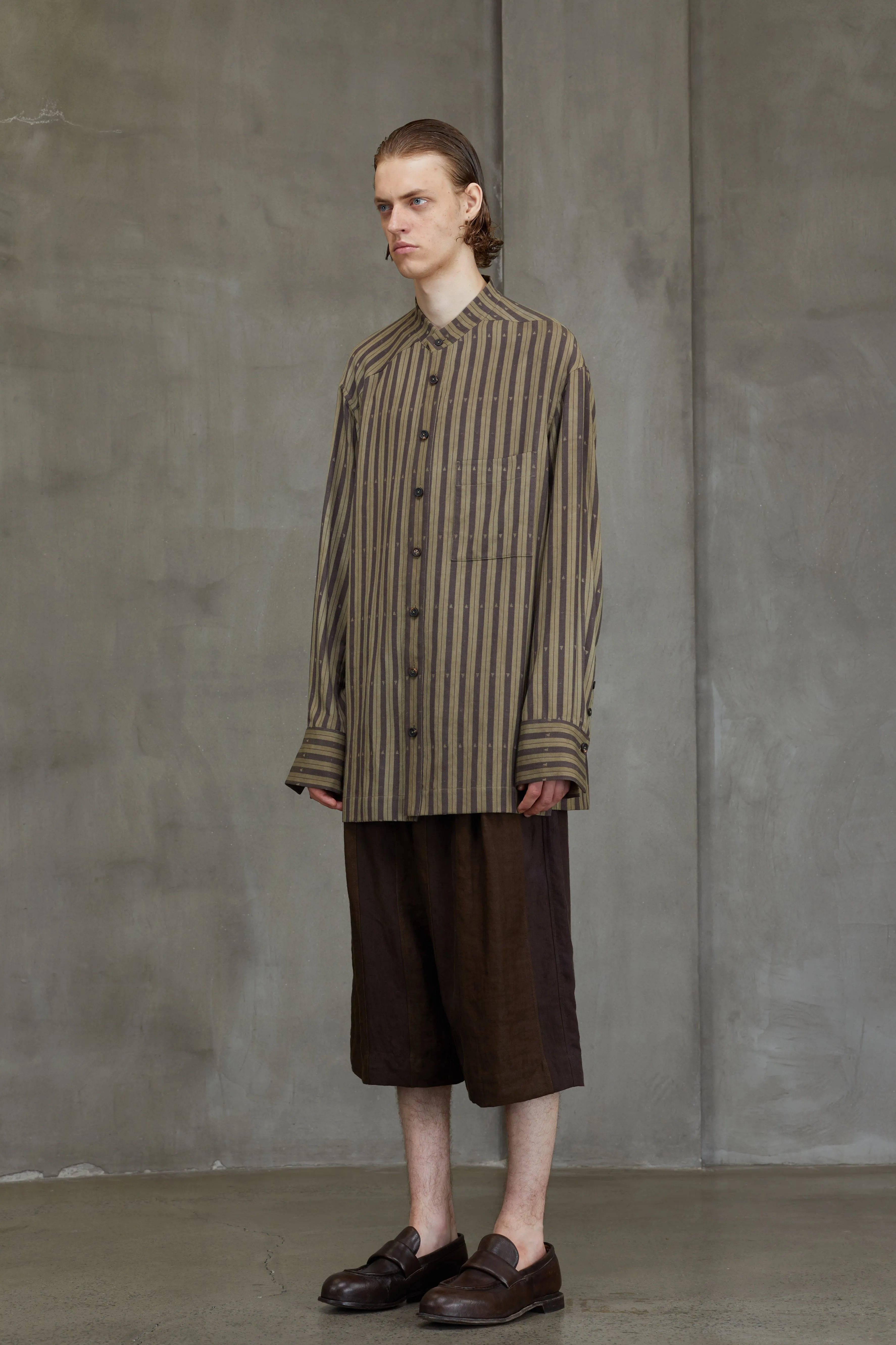 STRIPED MANDARIN COLLAR SHIRT sold by ziggy chen product image thumbnail 2