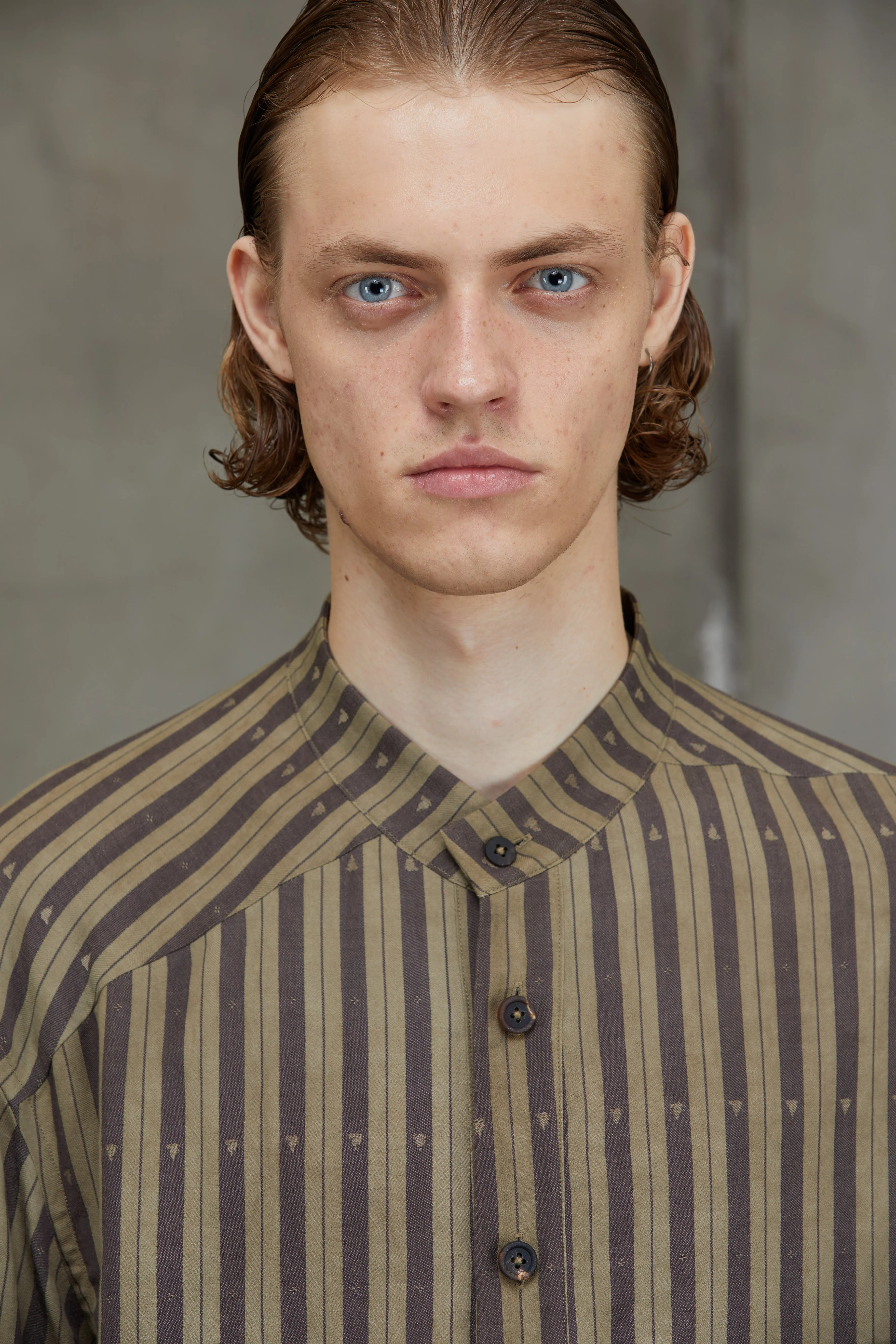 STRIPED MANDARIN COLLAR SHIRT sold by ziggy chen product image thumbnail 5