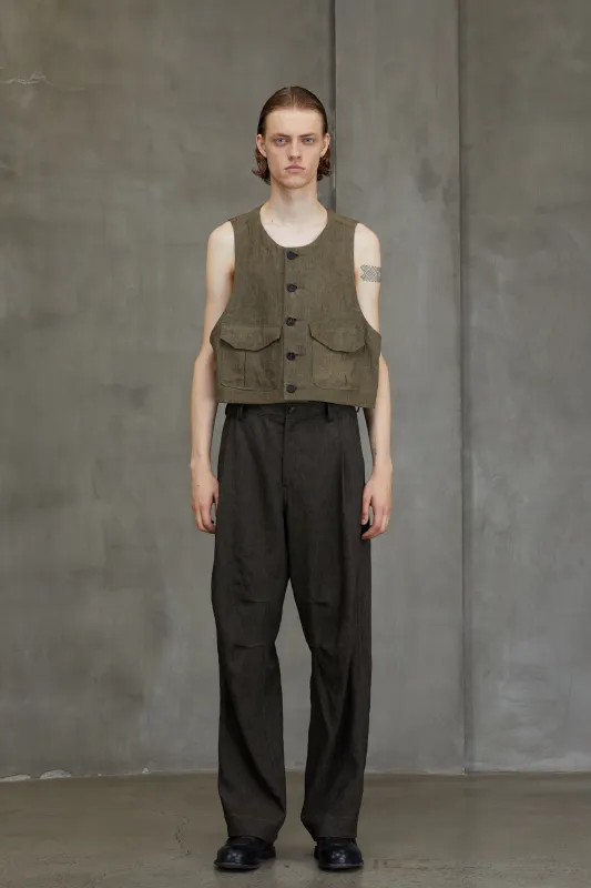 CROPPED COLLARLESS WAISTCOAT sold by ziggy chen
