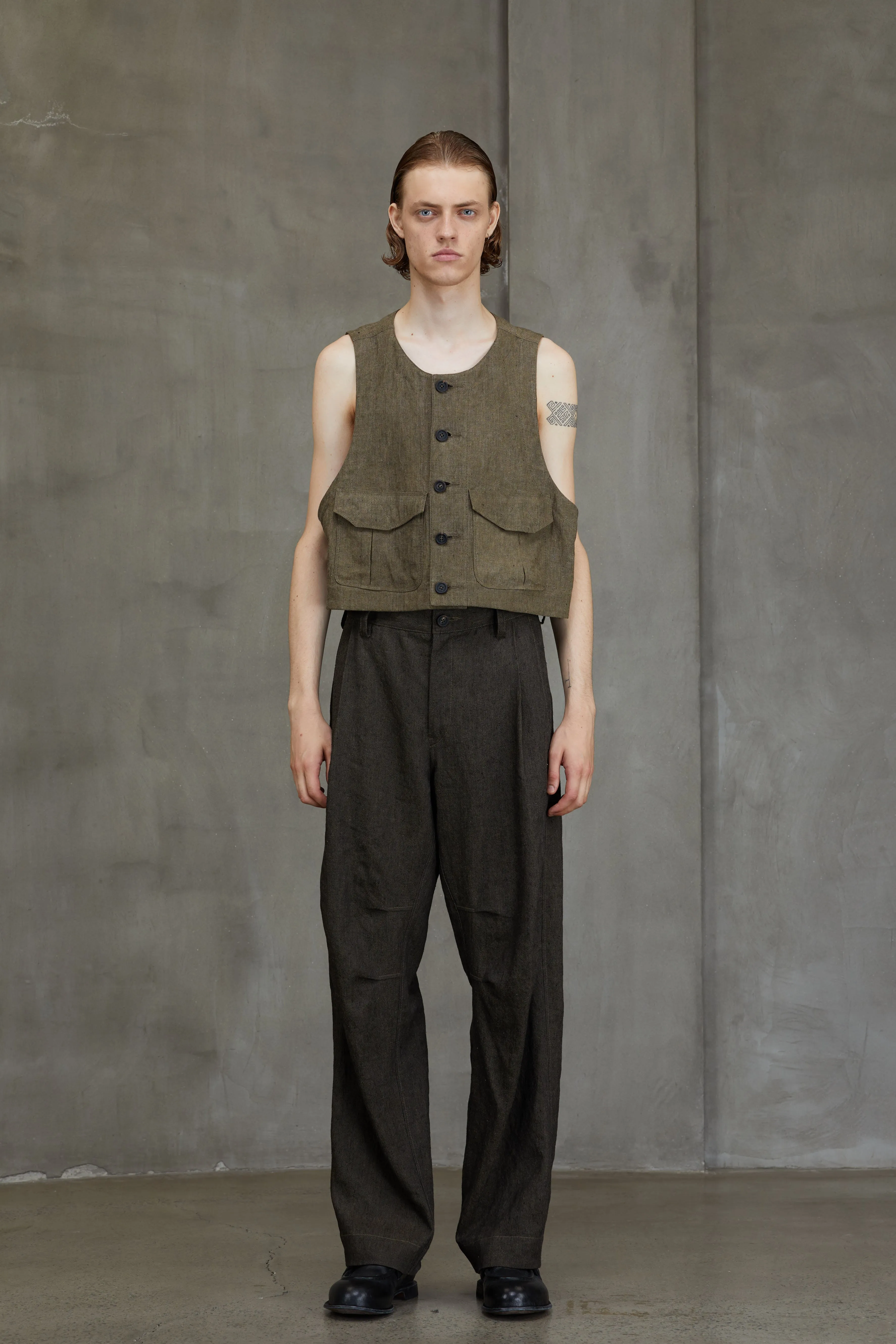 CROPPED COLLARLESS WAISTCOAT sold by ziggy chen