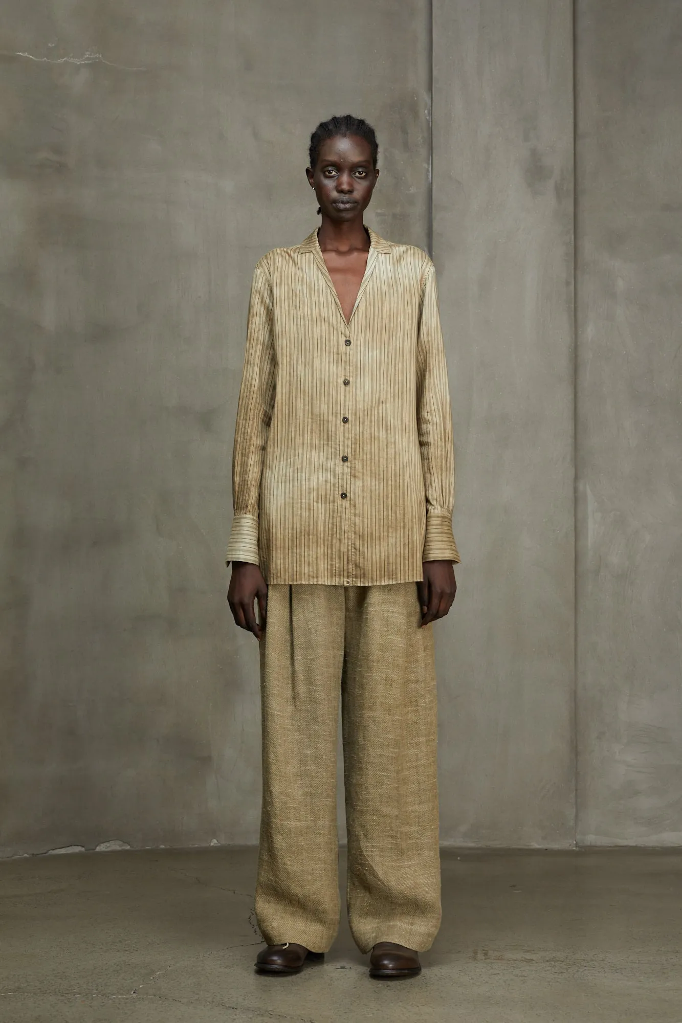 V-NECK STRIPED SHIRT sold by ziggy chen