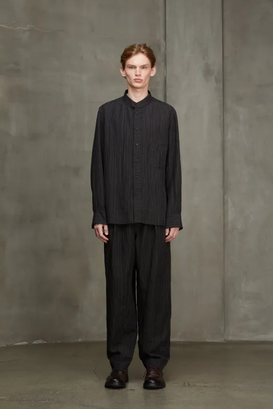 STRIPED MANDARIN COLLAR SHIRT sold by ziggy chen