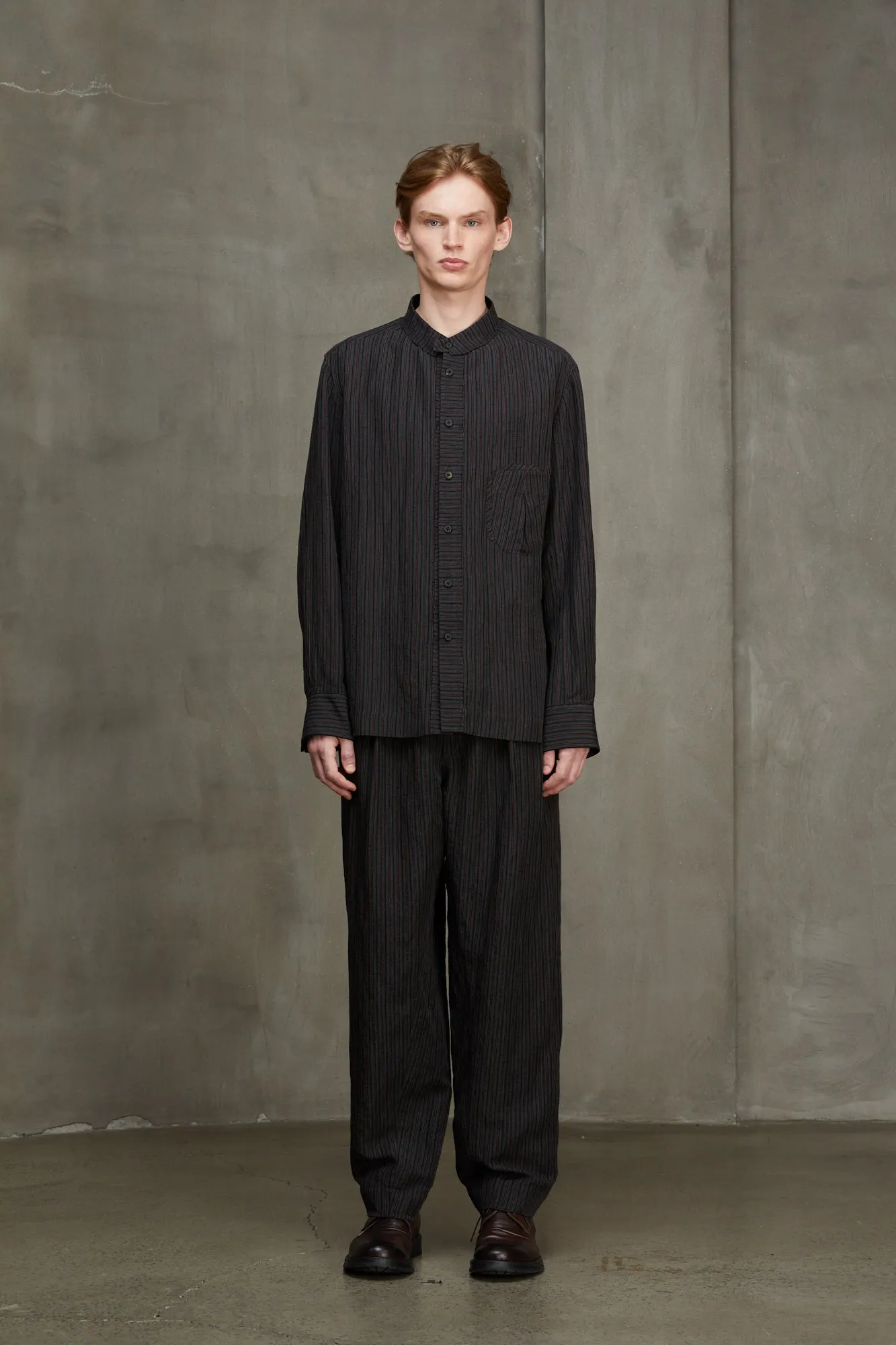 STRIPED MANDARIN COLLAR SHIRT sold by ziggy chen