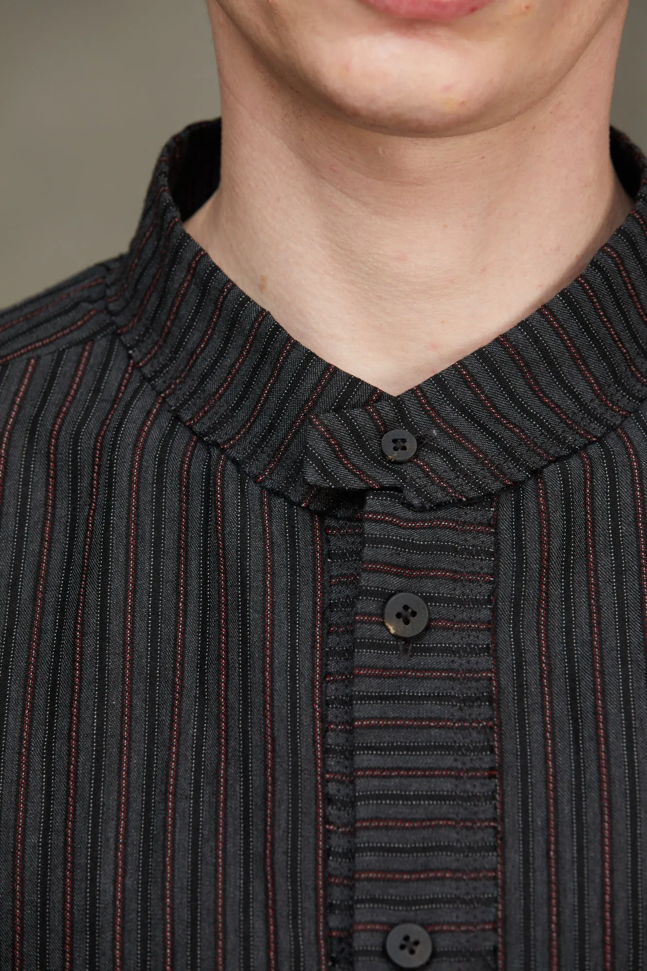 STRIPED MANDARIN COLLAR SHIRT sold by ziggy chen product image thumbnail 4