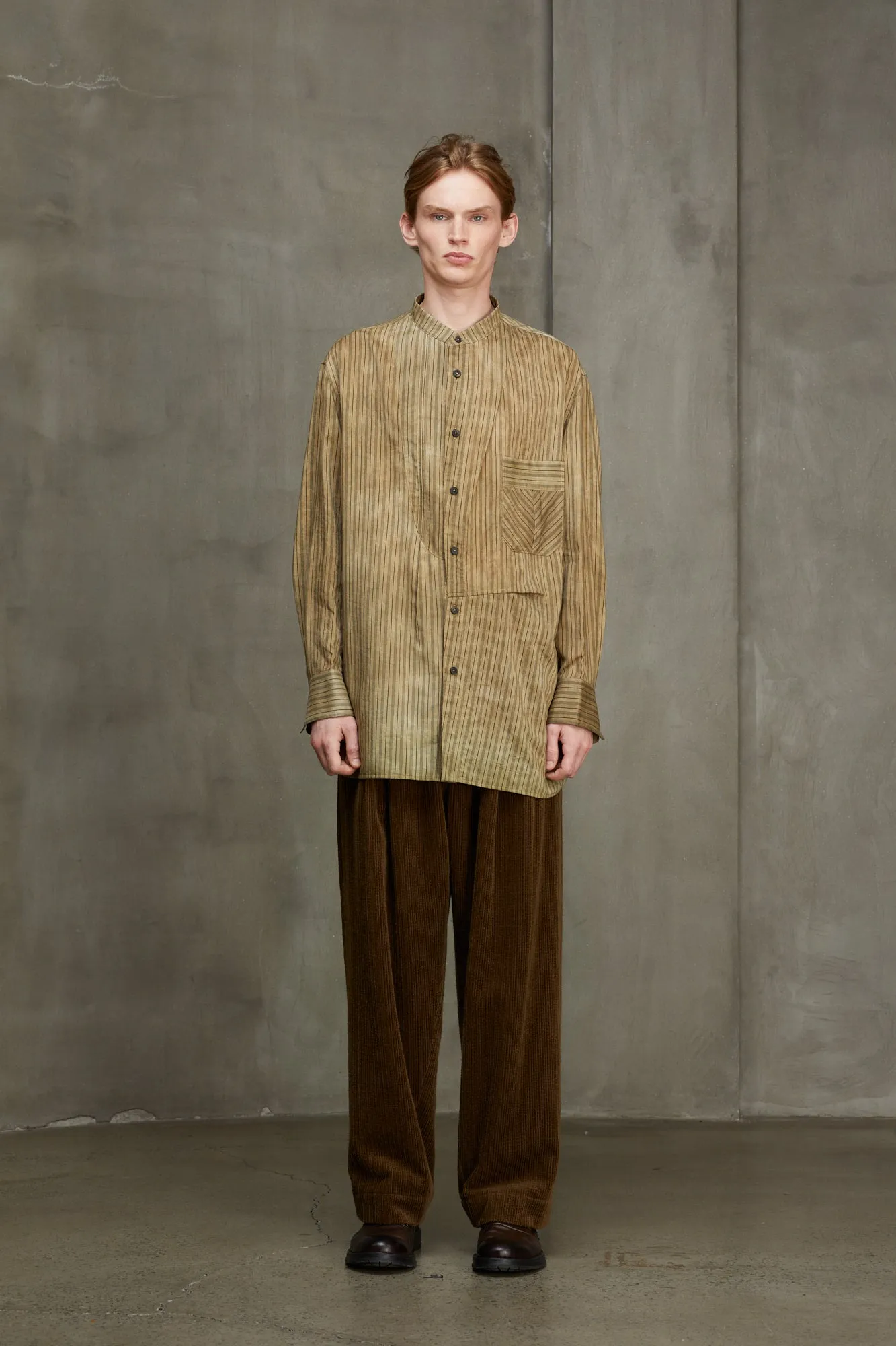 CALSSIC STRIPE PLEATED SHIRT sold by ziggy chen