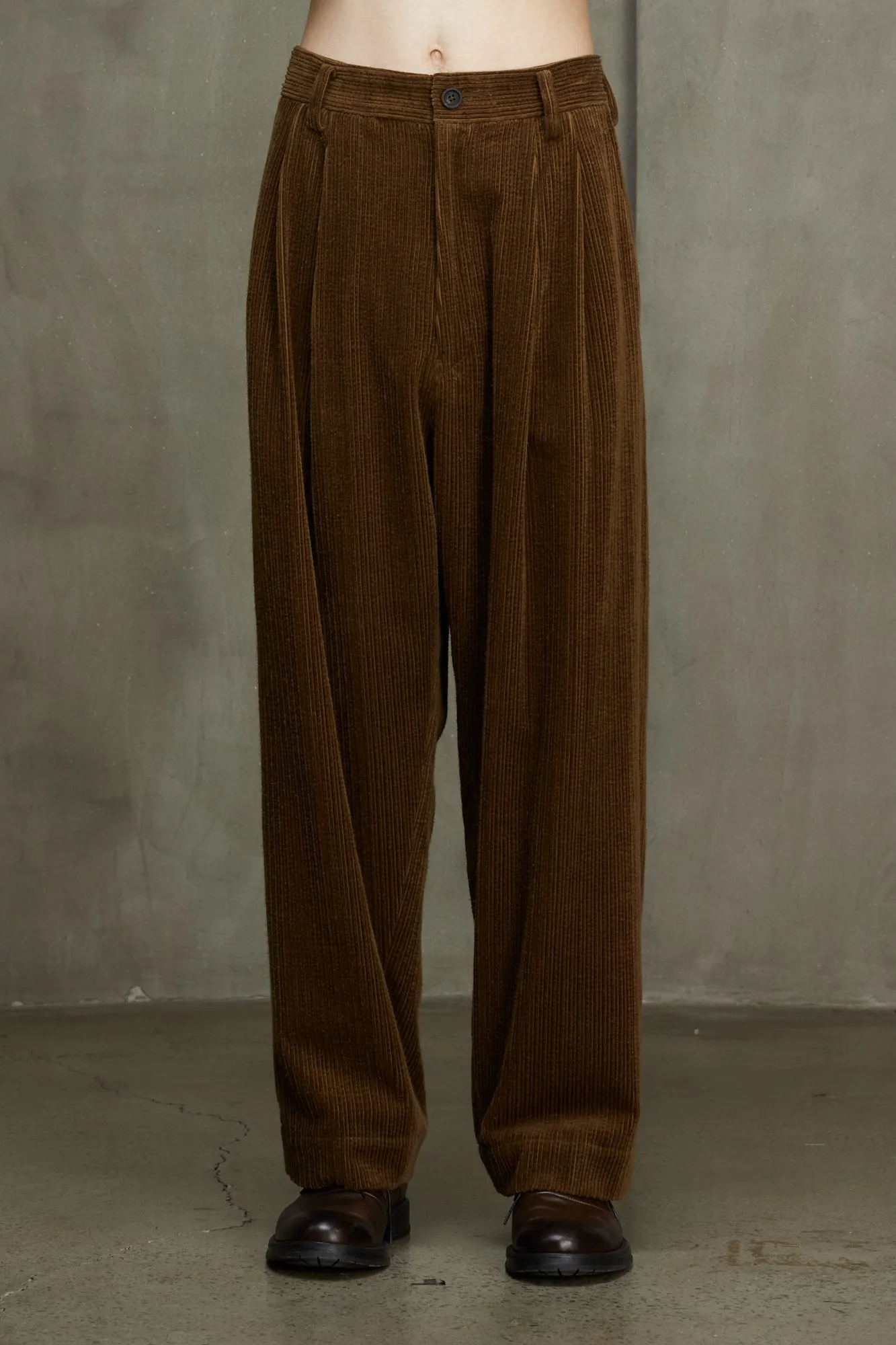 CORDUROY FRONT PLEAT TROUSERS sold by ziggy chen