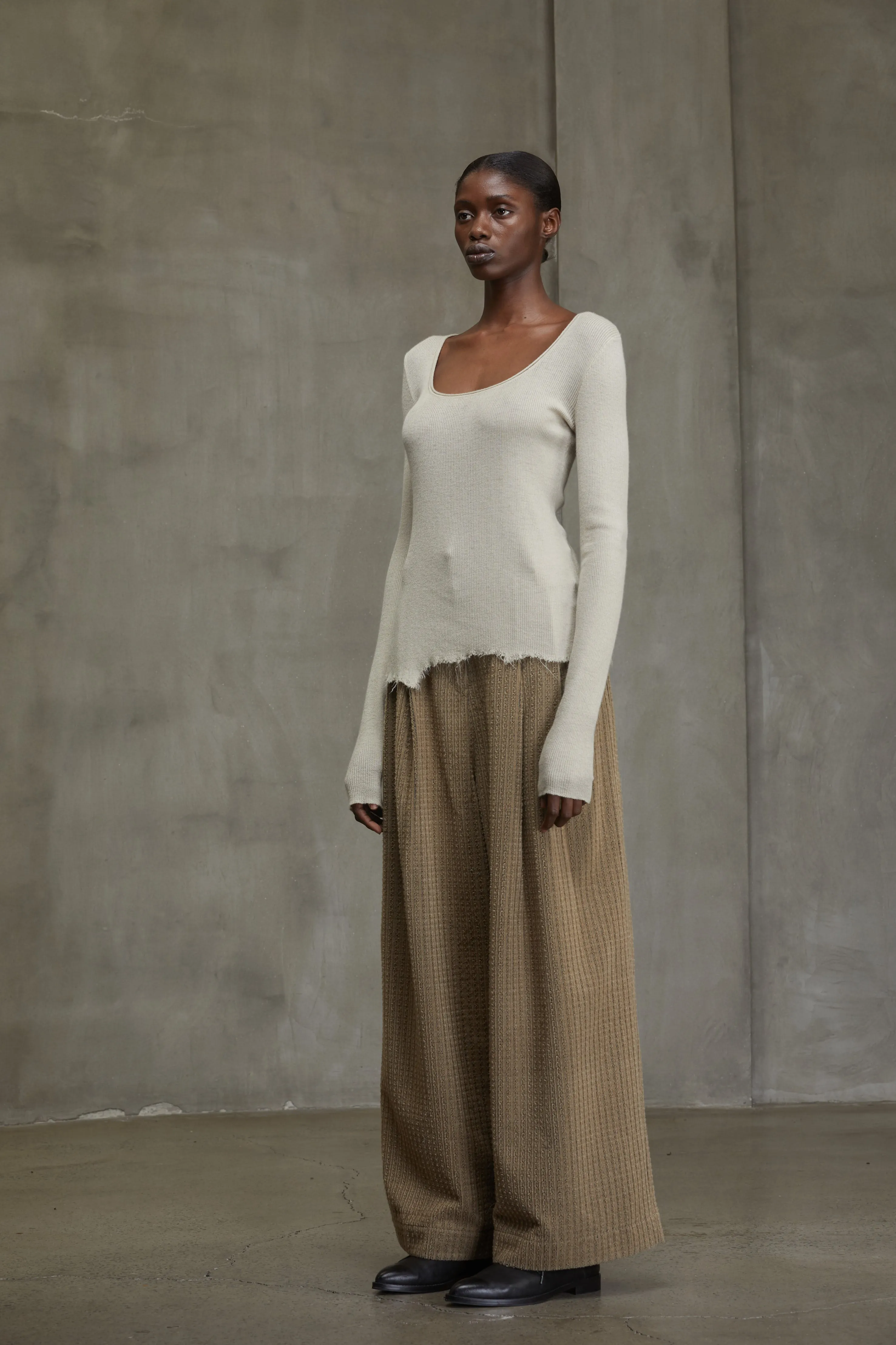 SCOOP NECK RIBBED PULL OVER sold by ziggy chen product image thumbnail 2