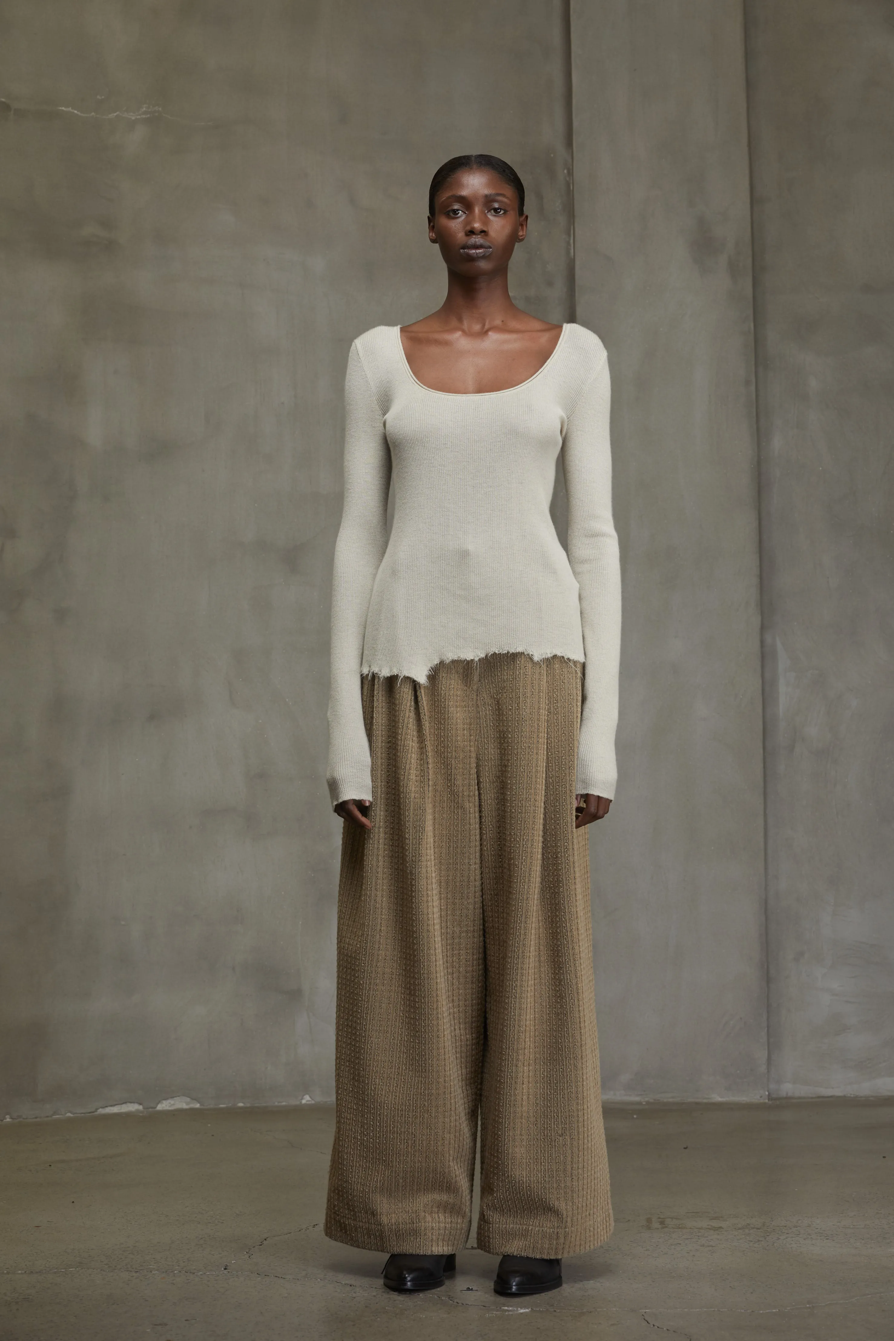 SCOOP NECK RIBBED PULL OVER sold by ziggy chen