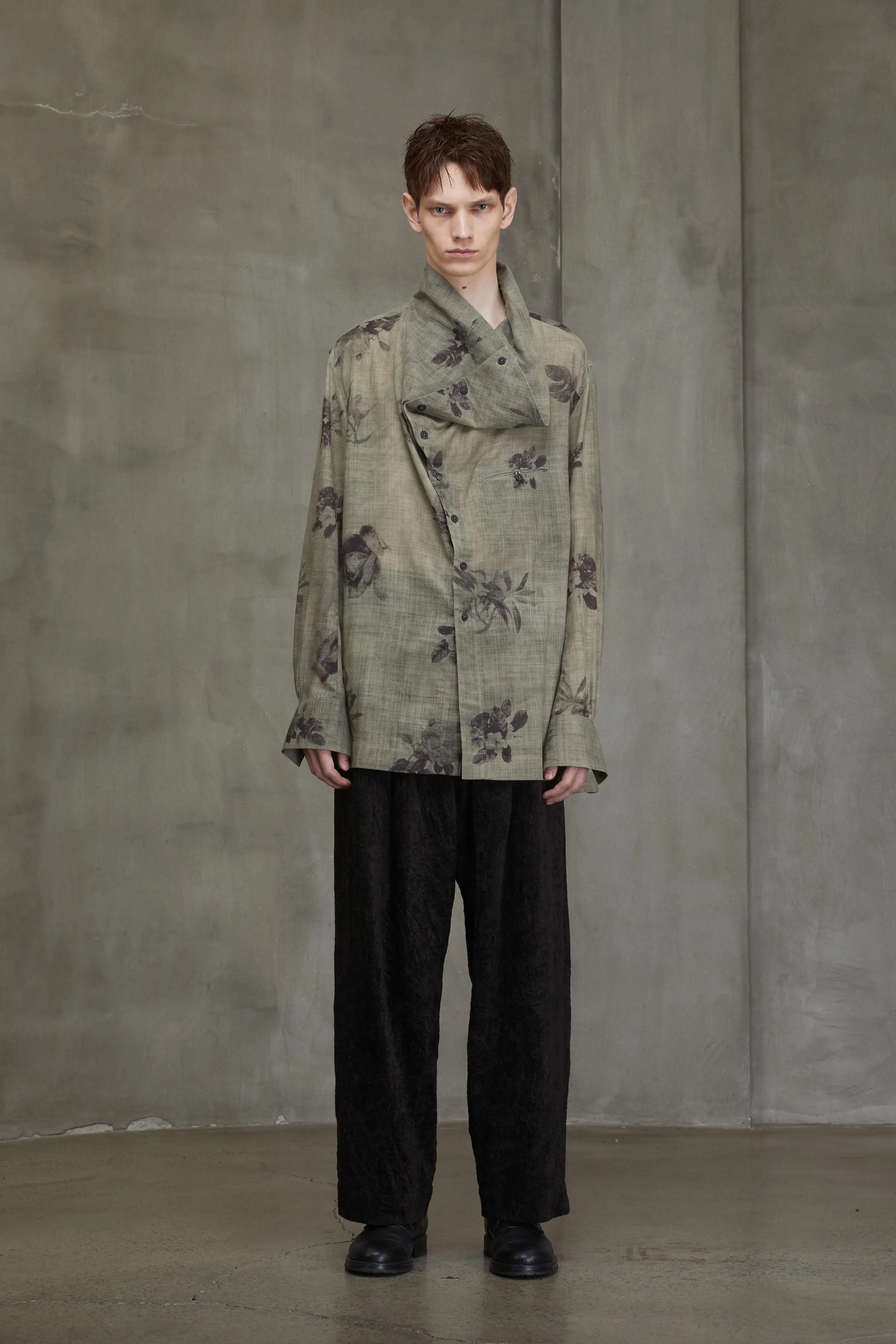 ASYMMETRIC HIGH COLLAR SHIRT sold by ziggy chen