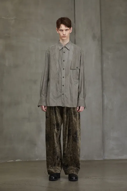 PLEATED STRIPE SHIRT sold by ziggy chen