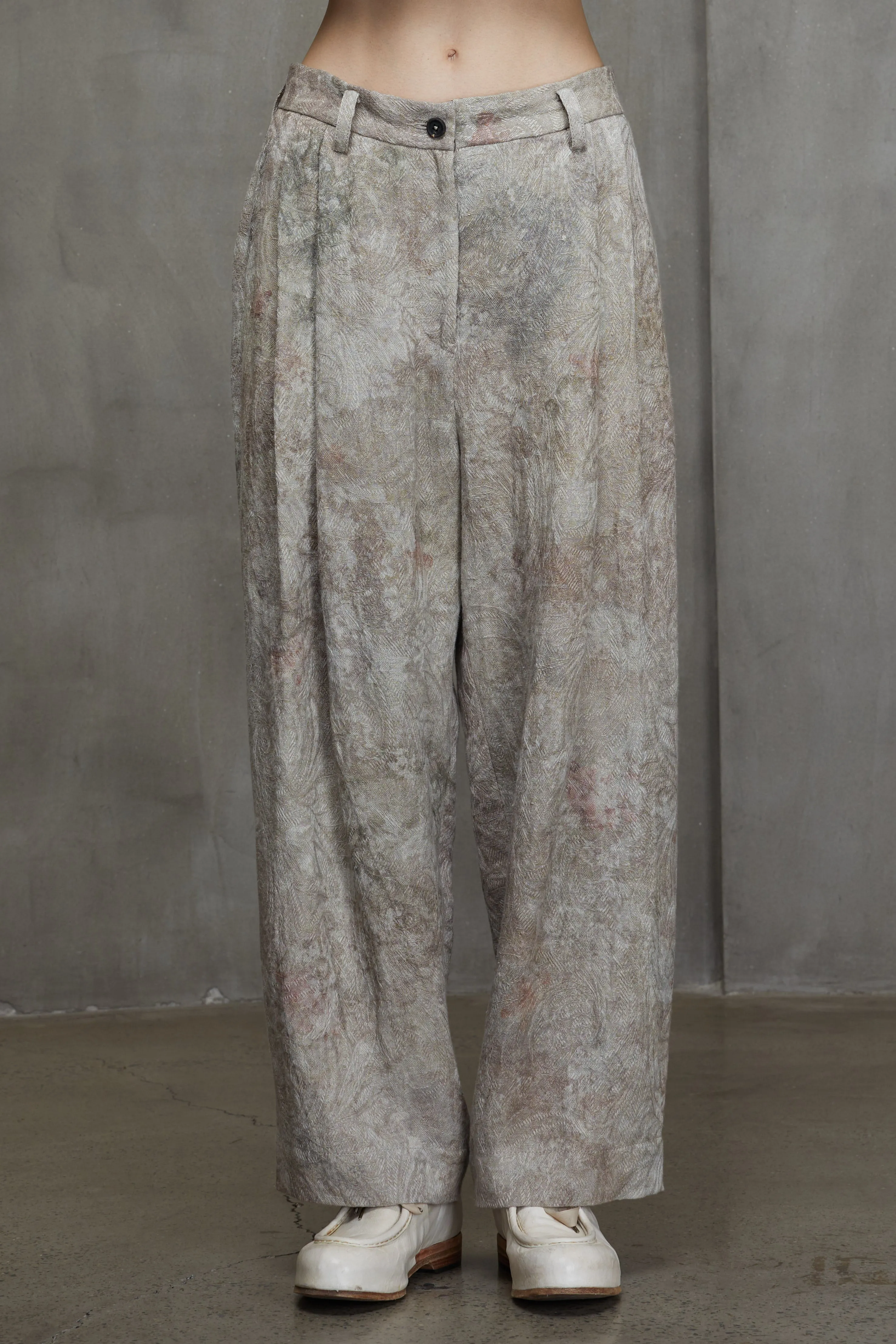PRINTED JACQUARD WIDE LEG TROUSERS sold by ziggy chen