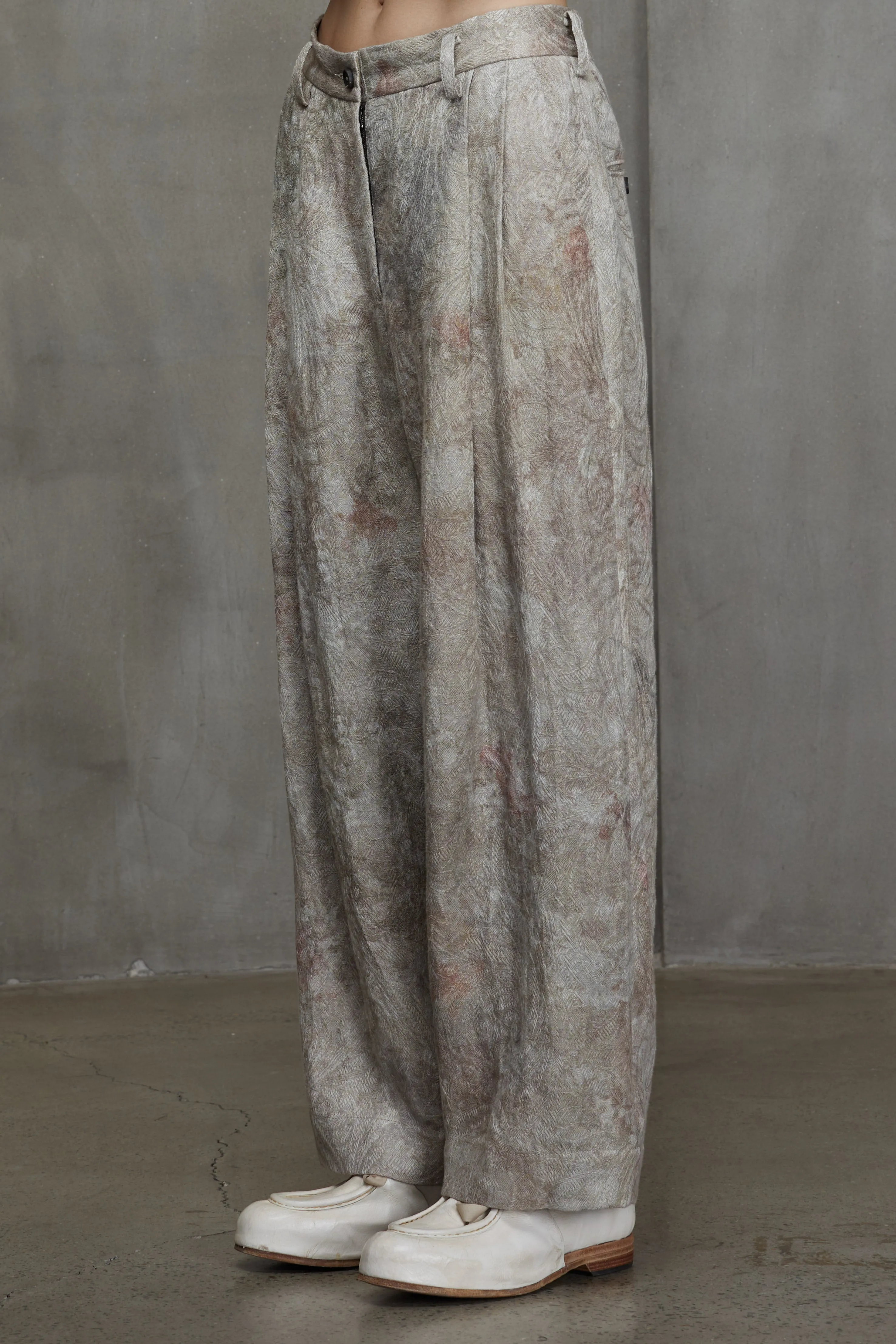 PRINTED JACQUARD WIDE LEG TROUSERS sold by ziggy chen product image thumbnail 2