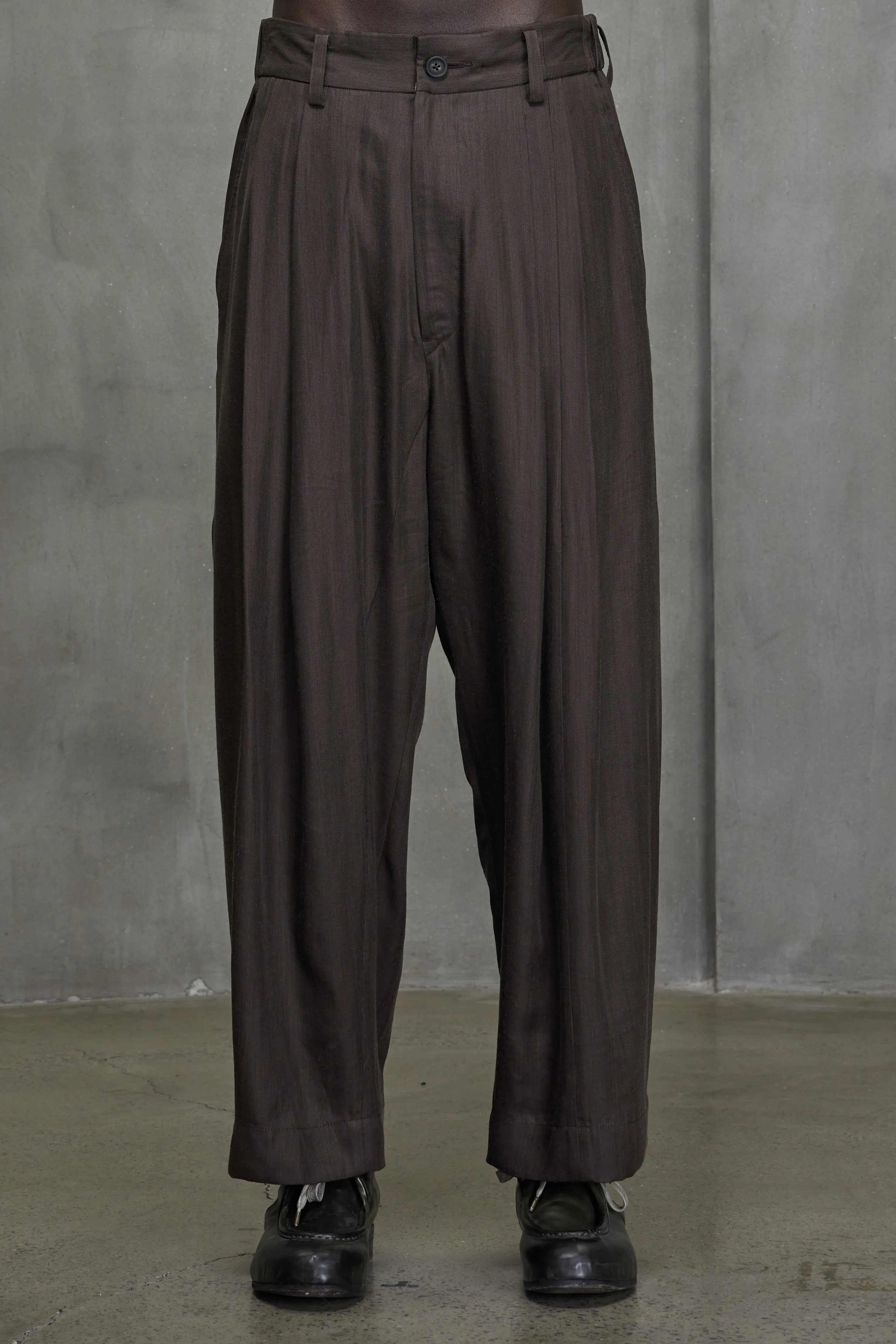 FRONT PLEAT TAPERED LONG TROUSERS sold by ziggy chen