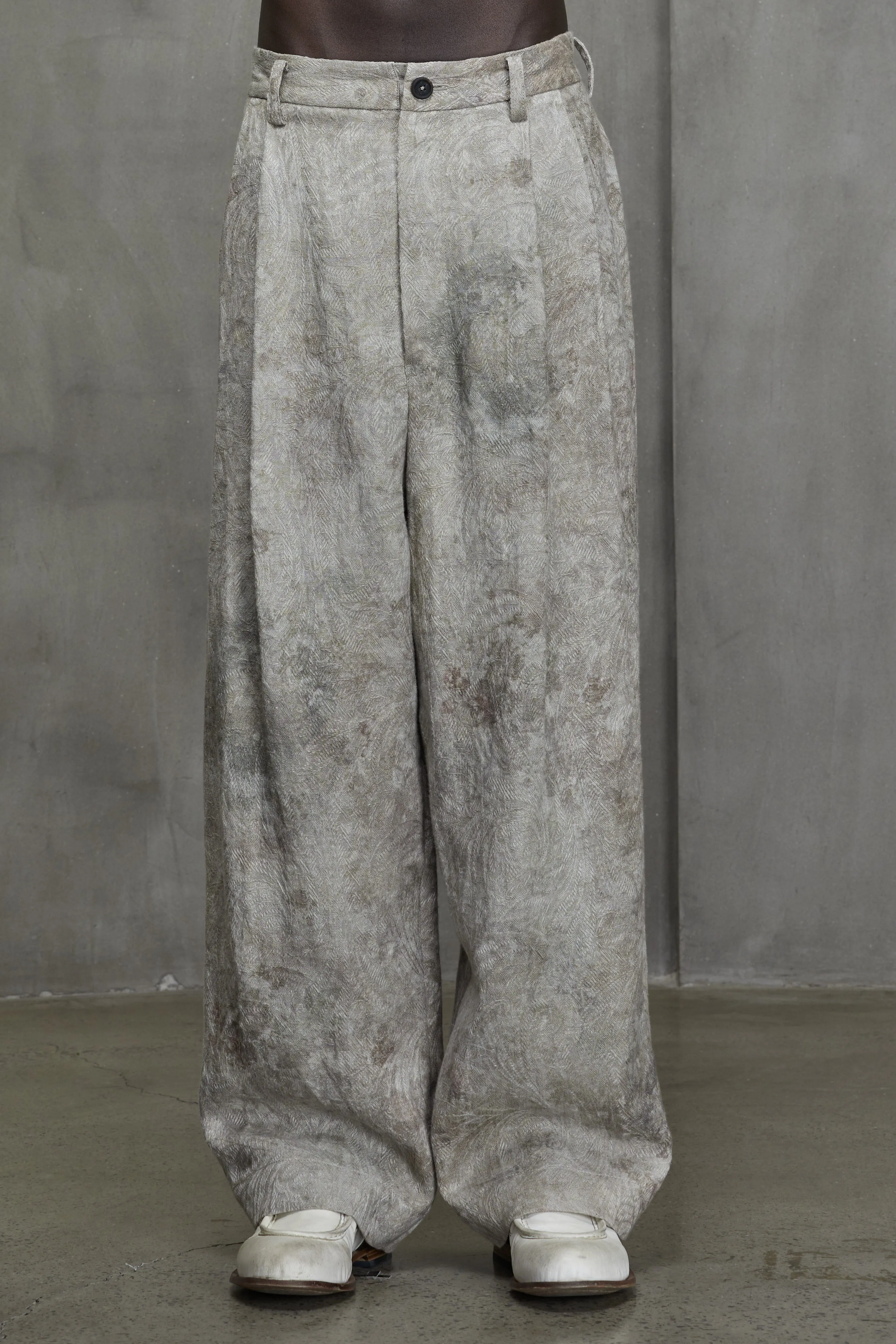 FRONT PLEATED WIDE LEG LONG TROUSERS sold by ziggy chen