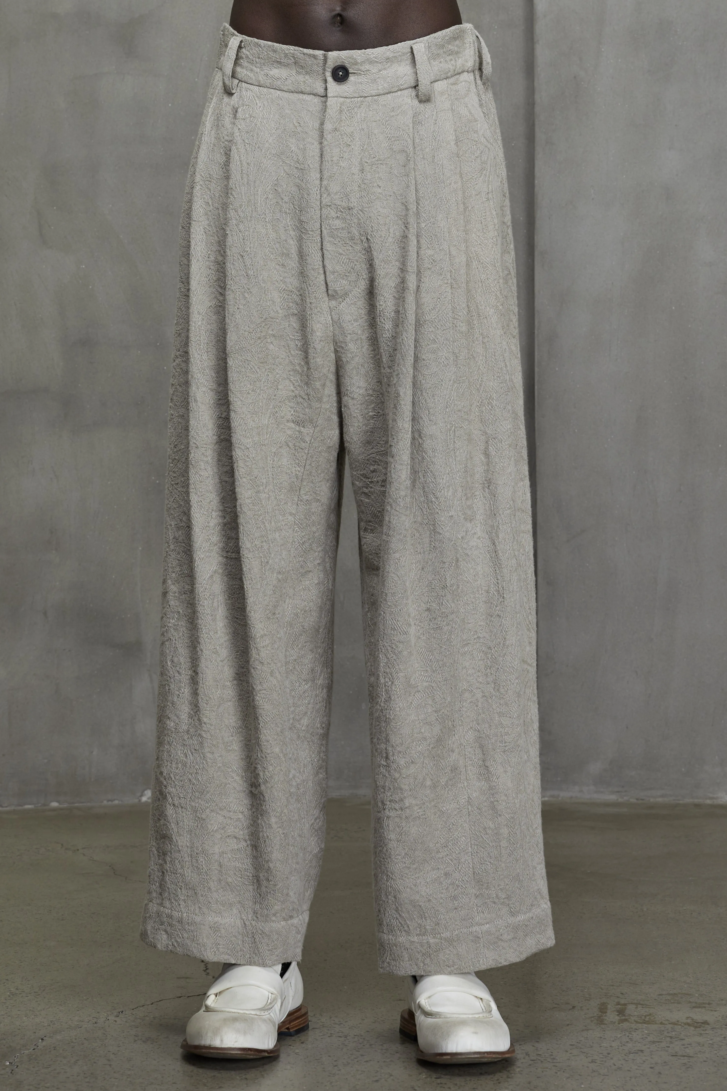 FRONT PLEATED JACQUARD TROUSERS sold by ziggy chen