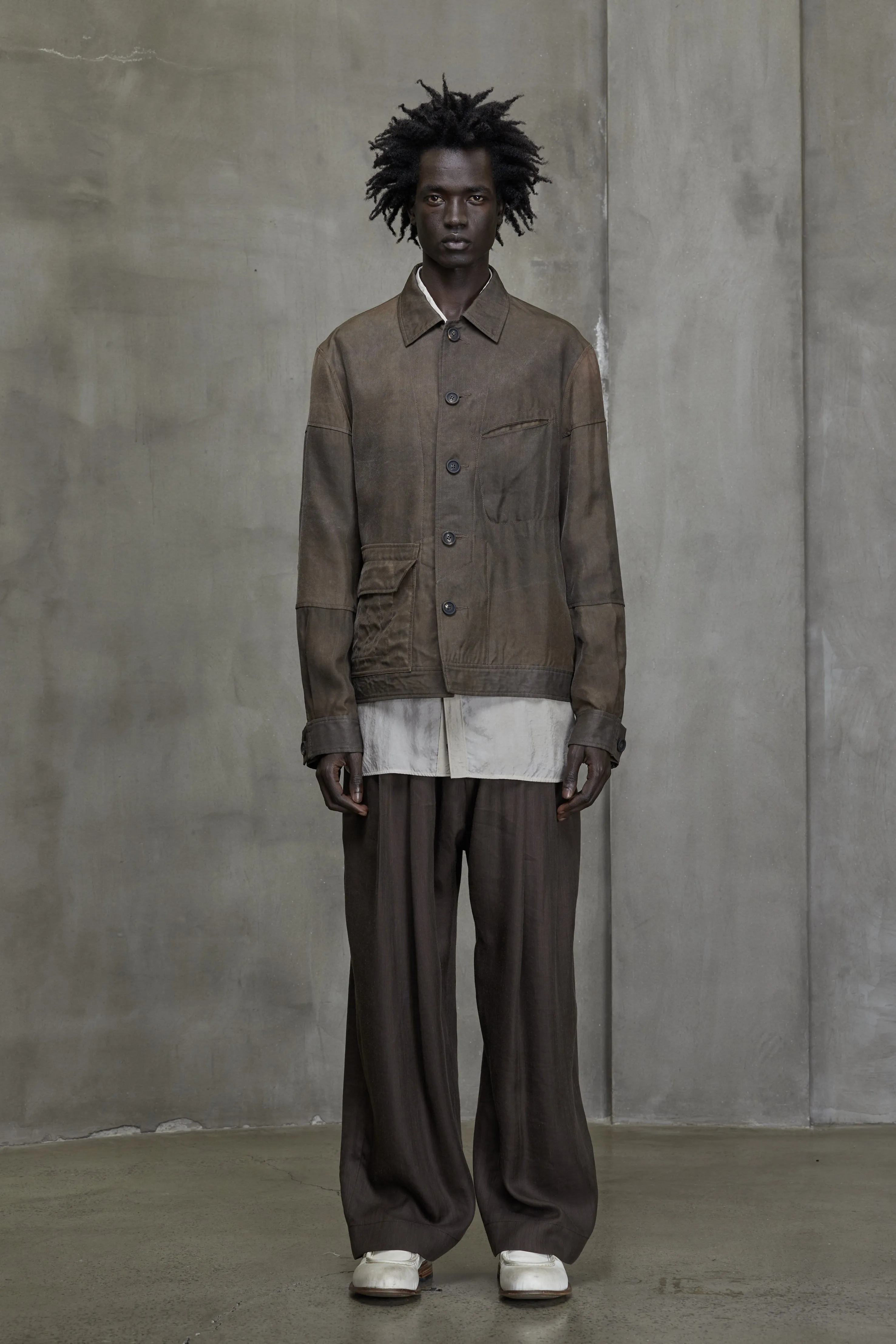 "PEELABLE BACK" CROPPED WORKER JACKET sold by ziggy chen