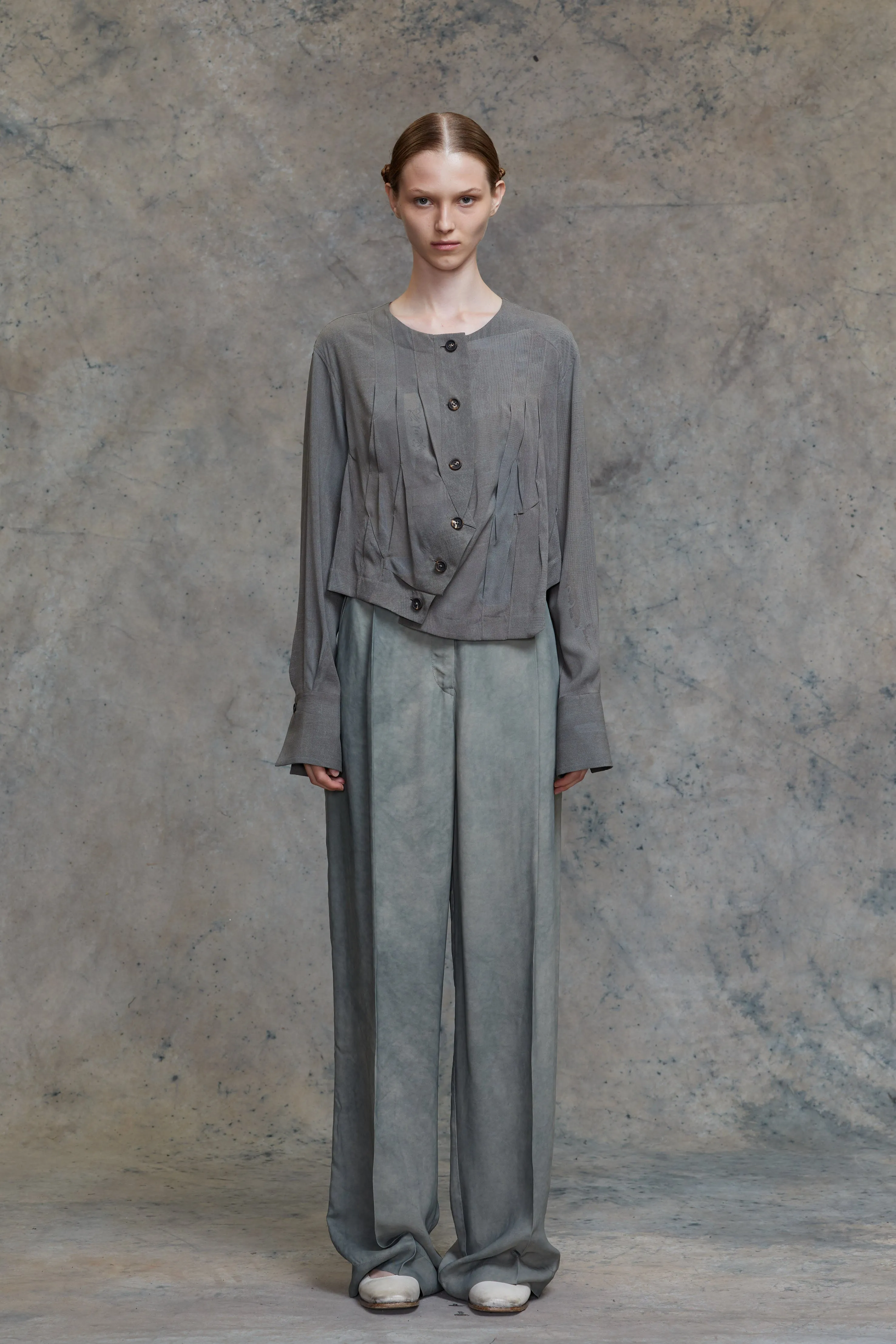 ASYMMETRIC WRINKLE SHIRT sold by ziggy chen