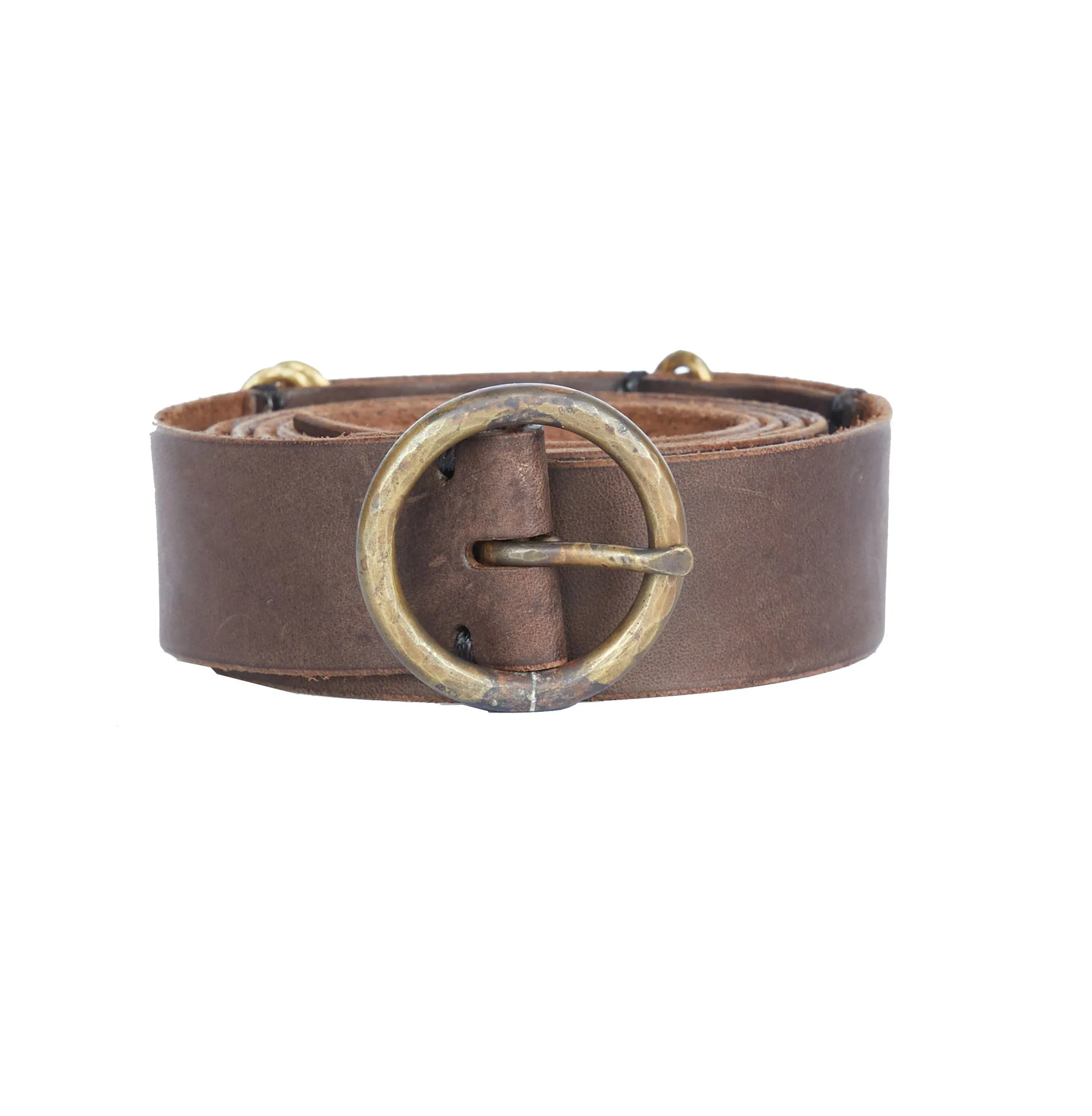 VINTAGE BRASS ROUND BUCKLE BELT sold by ziggy chen