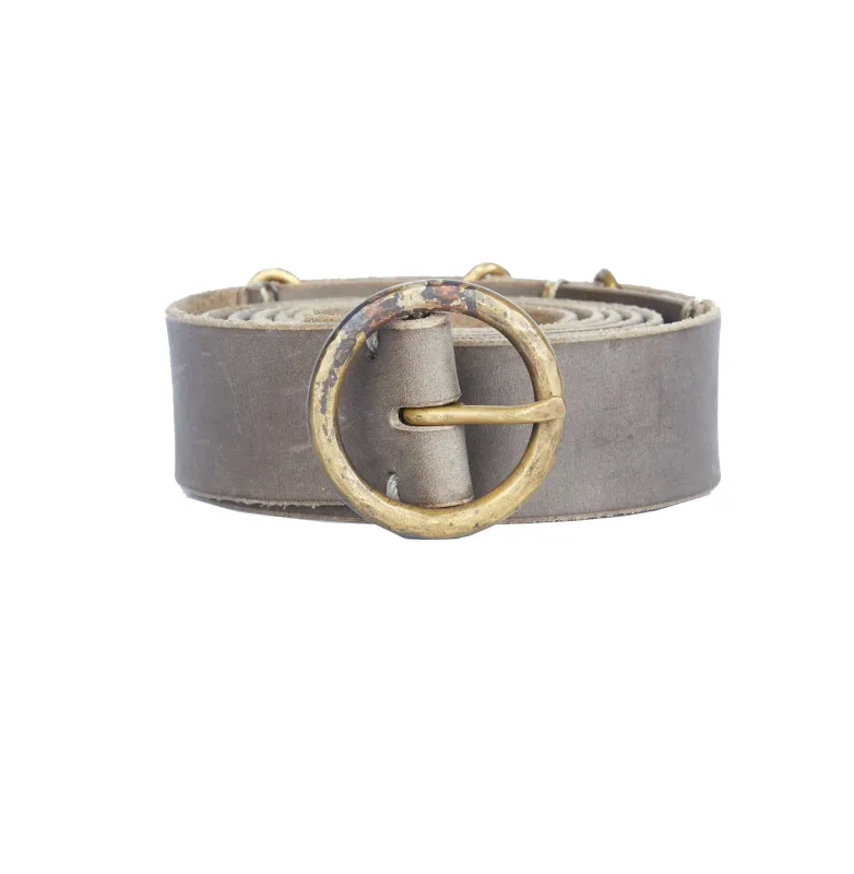 VINTAGE BRASS ROUND BUCKLE BELT sold by ziggy chen