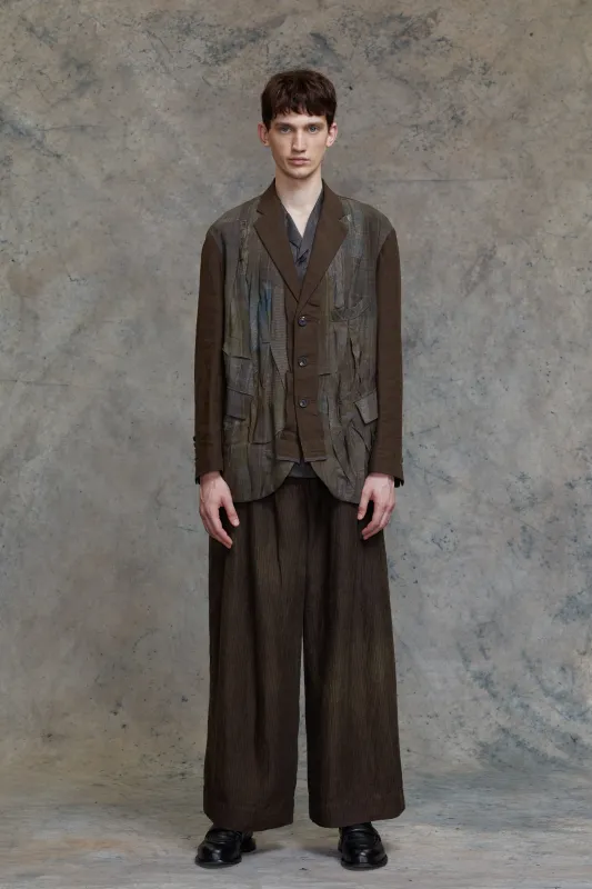 3 BUTTON COLLAGED WRINKLE JACKET sold by ziggy chen