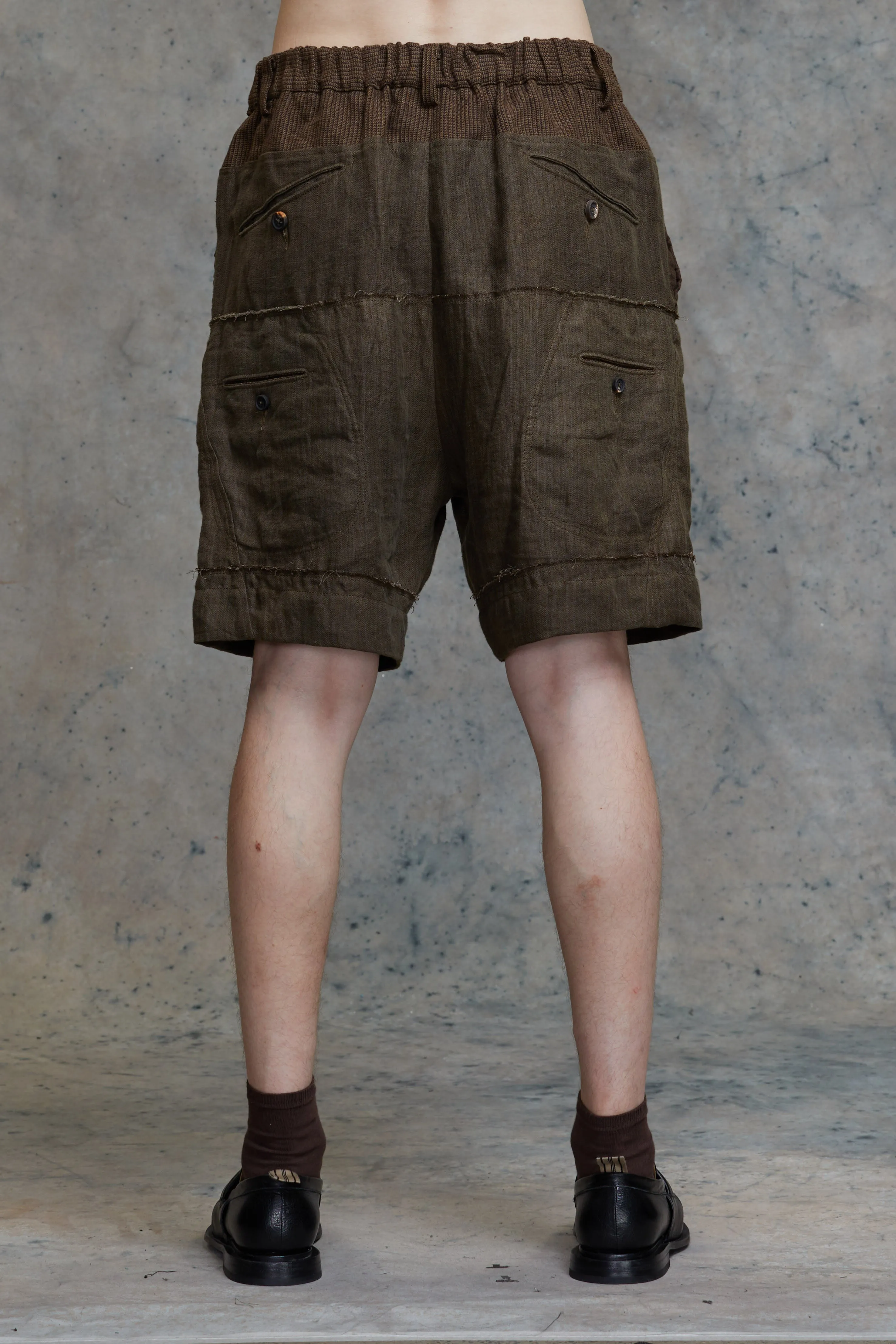 CONTRAST FABRIC COLLAGED 6 POCKET SHORTS sold by ziggy chen product image thumbnail 4