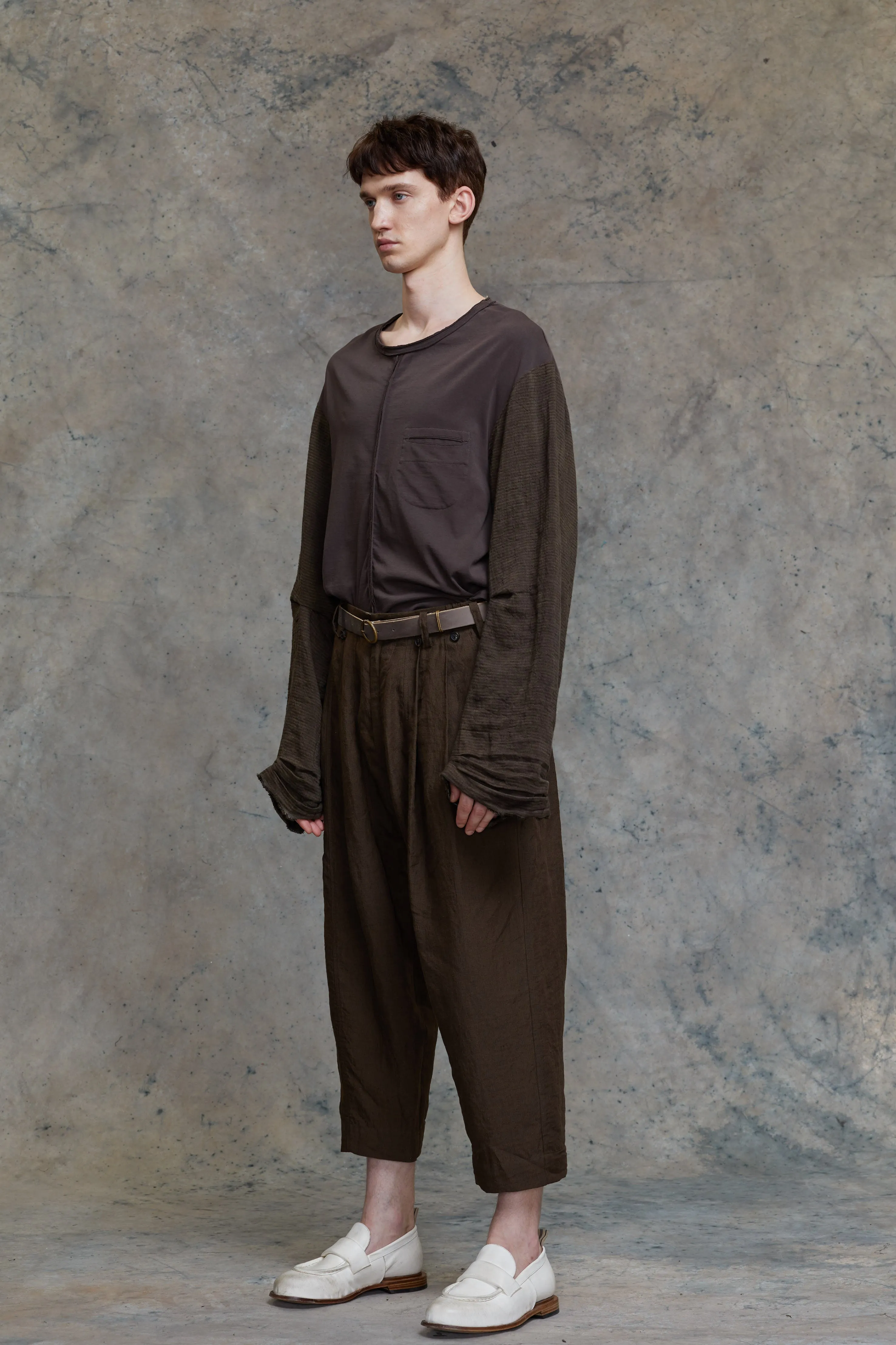 PLEATED DROP-CROTCH CROPPED TROUSERS sold by ziggy chen product image thumbnail 2