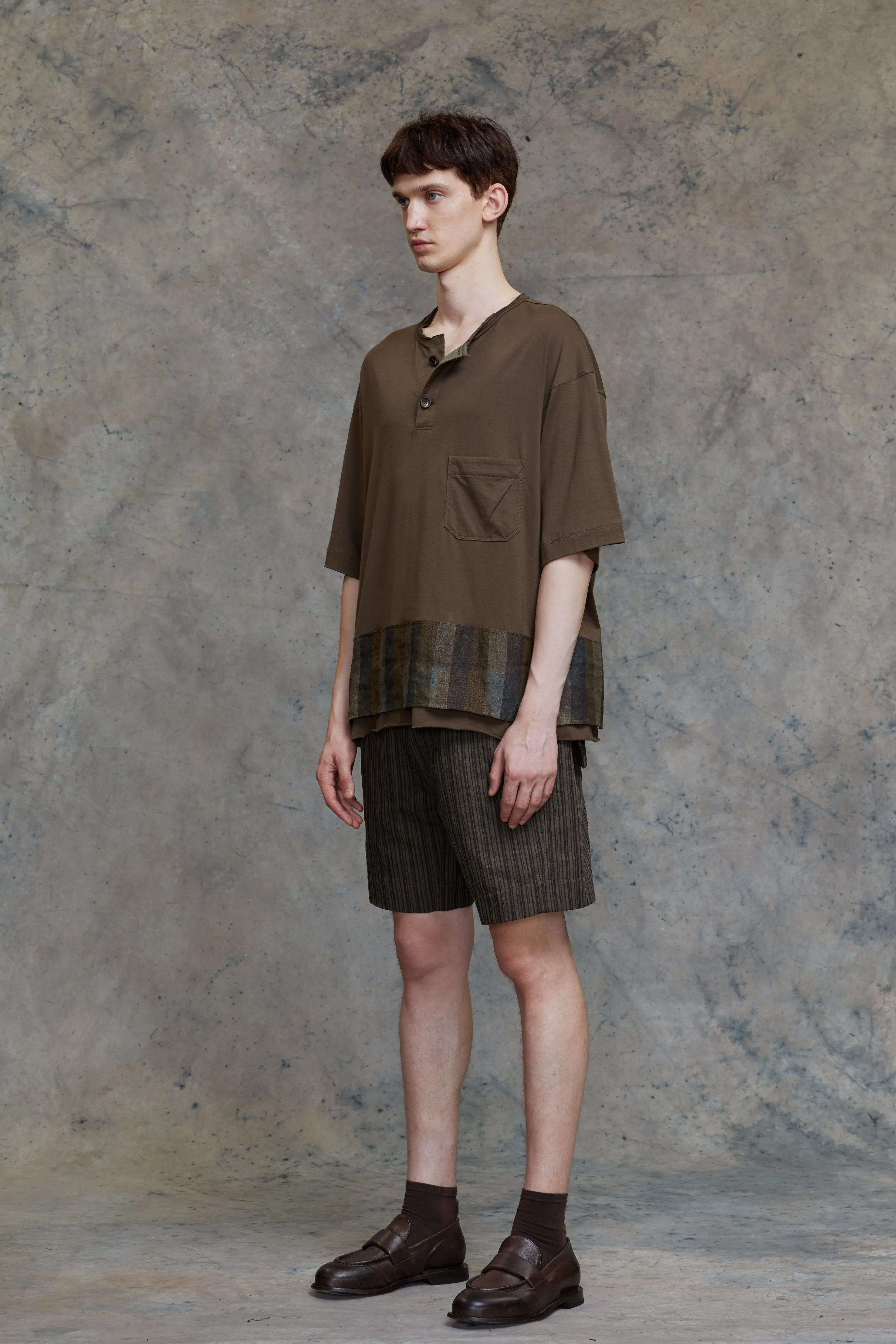 LAYERED HENLEY-NECK T-SHIRT sold by ziggy chen product image thumbnail 2