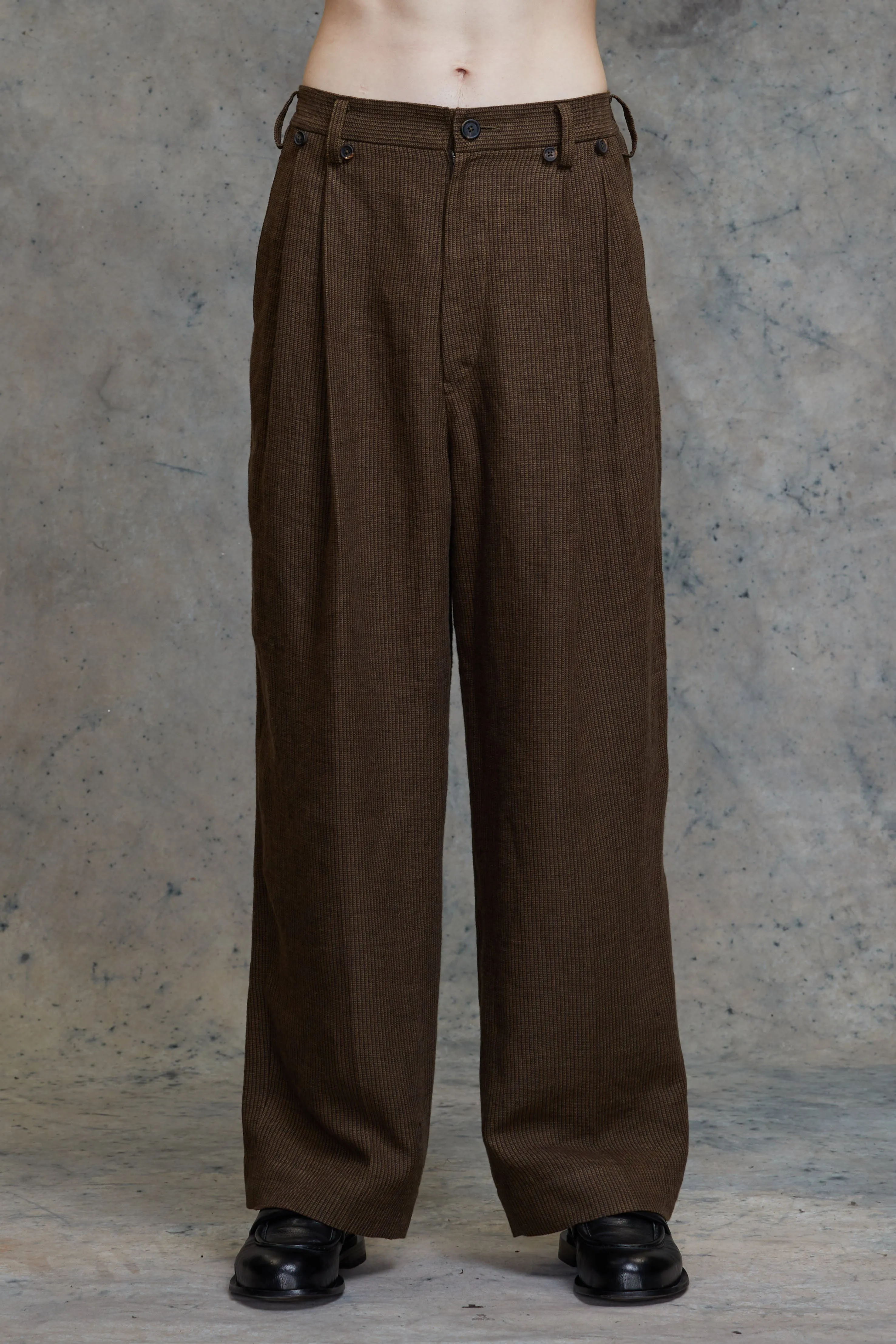 FRONT PLEATED WIDE LEG LONG TROUSERS sold by ziggy chen