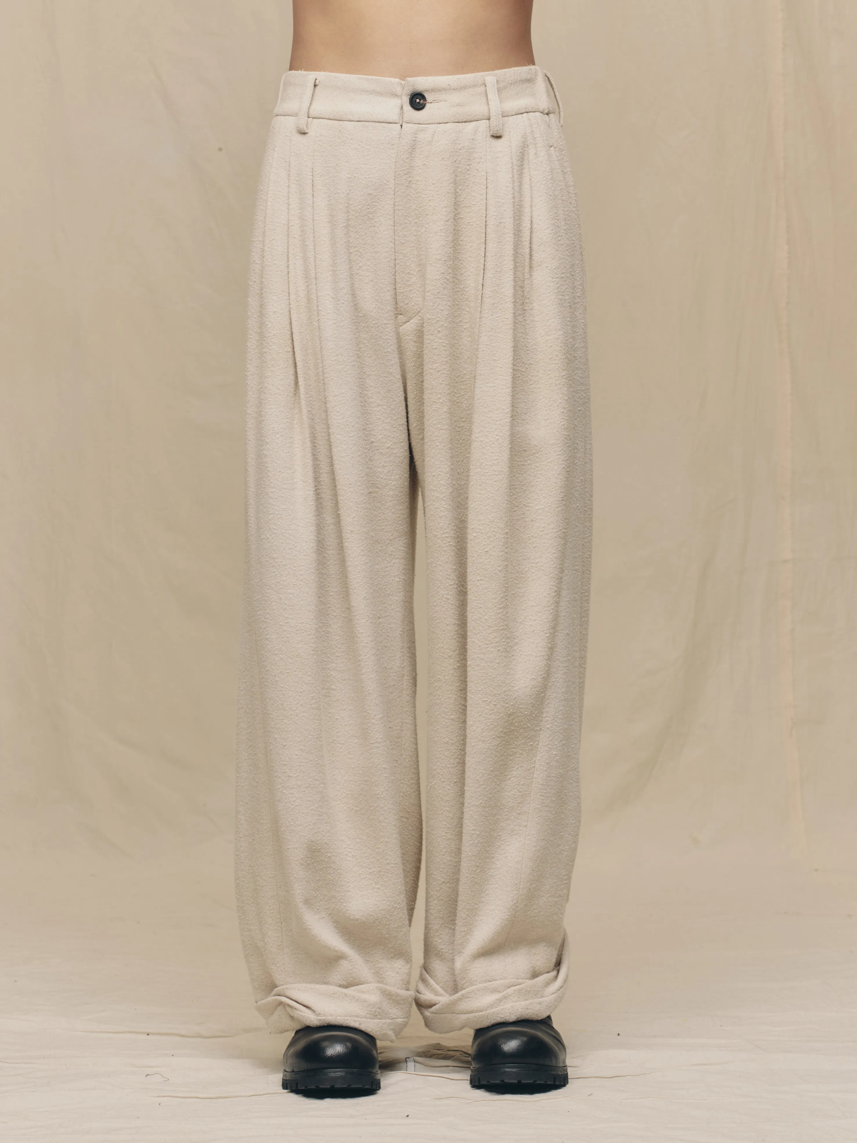 WIDE-LEG TROUSERS WITH PULL TABS sold by ziggy chen