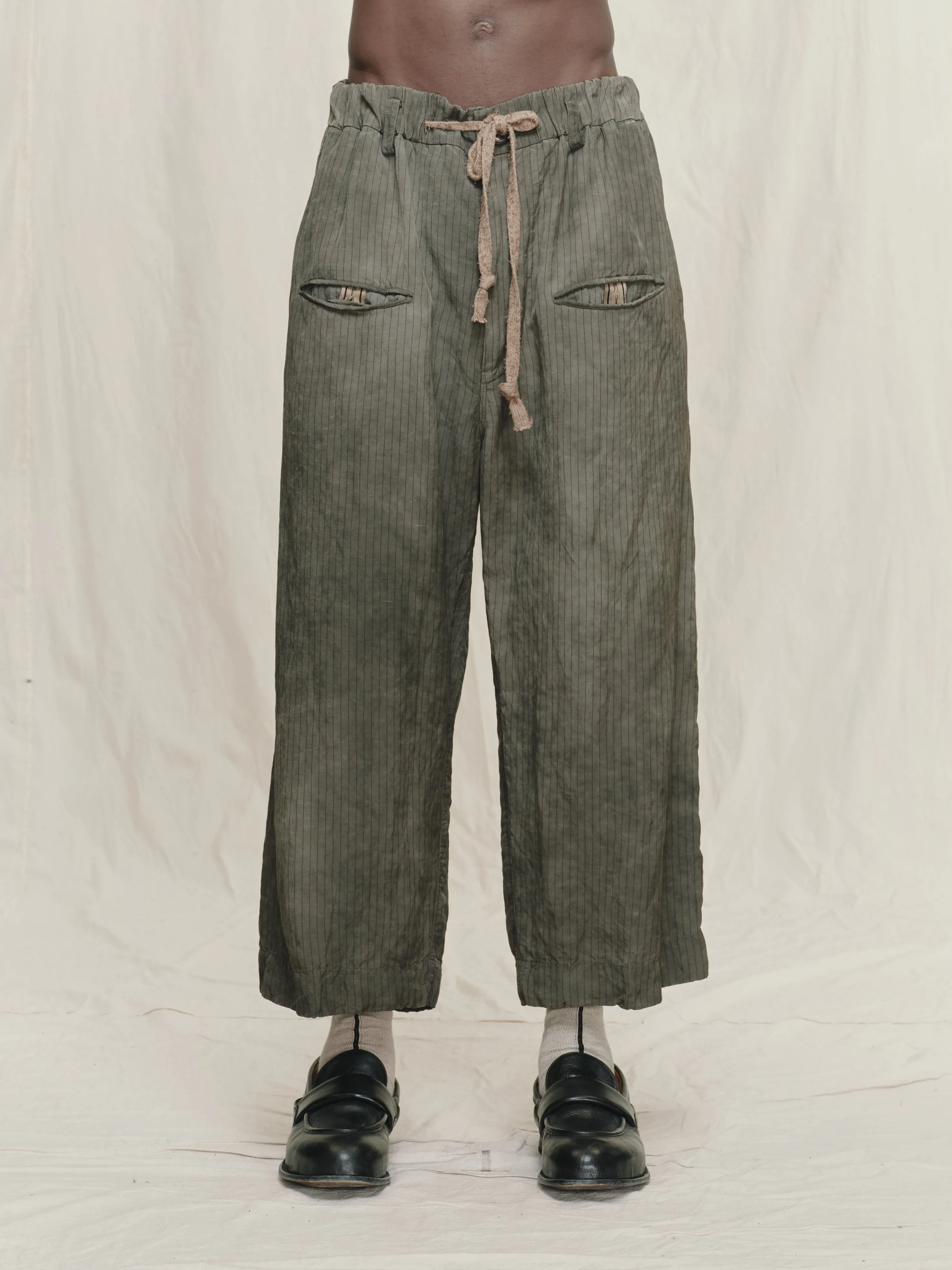 STRIPED DRAWSTRING TROUSERS sold by ziggy chen