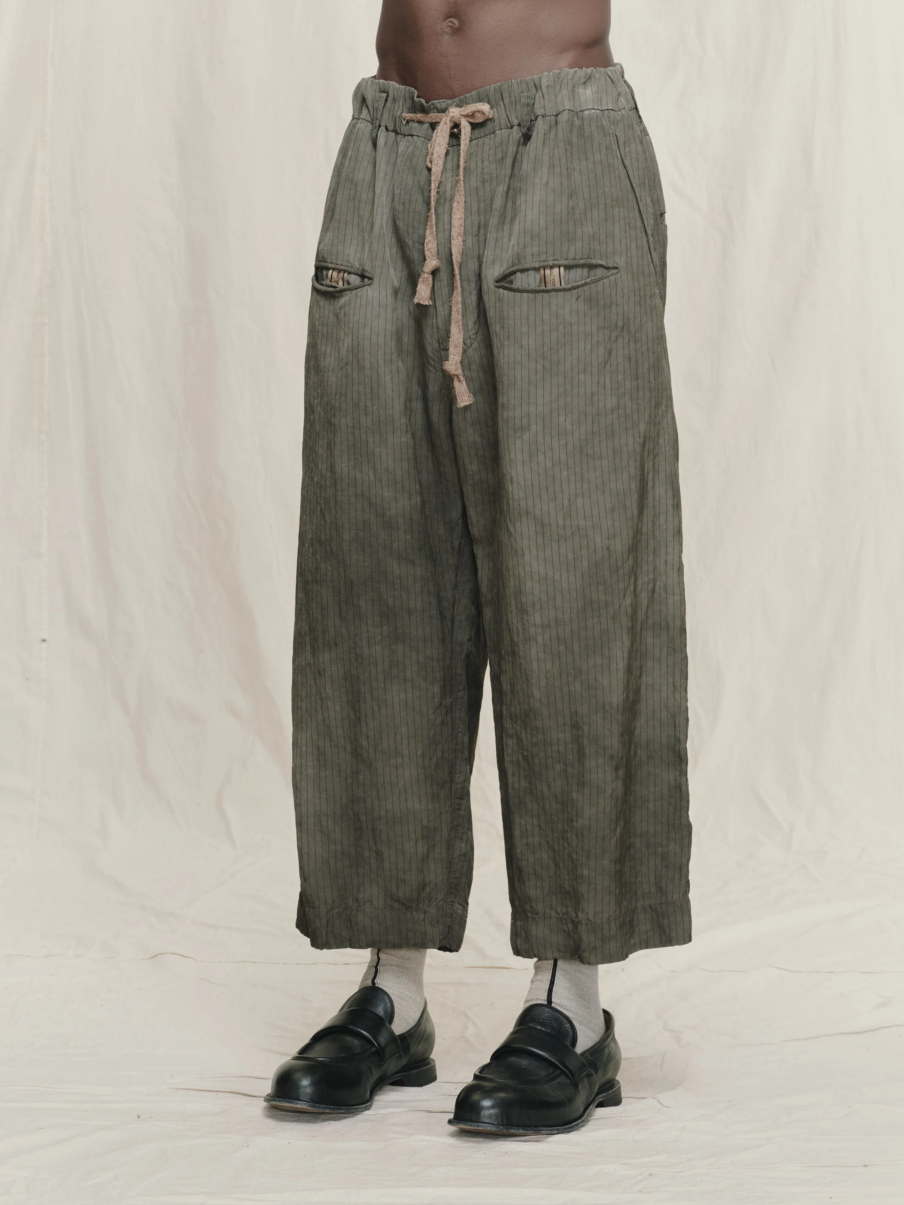 STRIPED DRAWSTRING TROUSERS sold by ziggy chen product image thumbnail 2