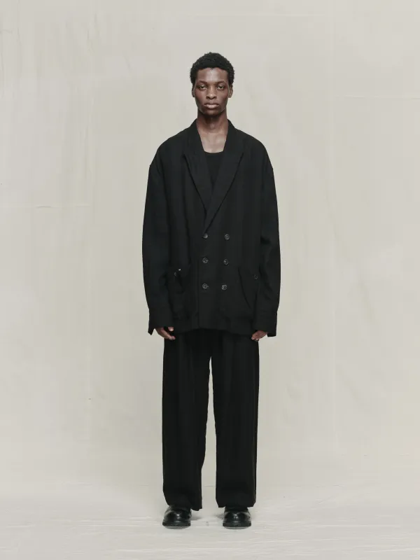 DOUBLE BREASTED LONG BLAZER made by ziggy chen