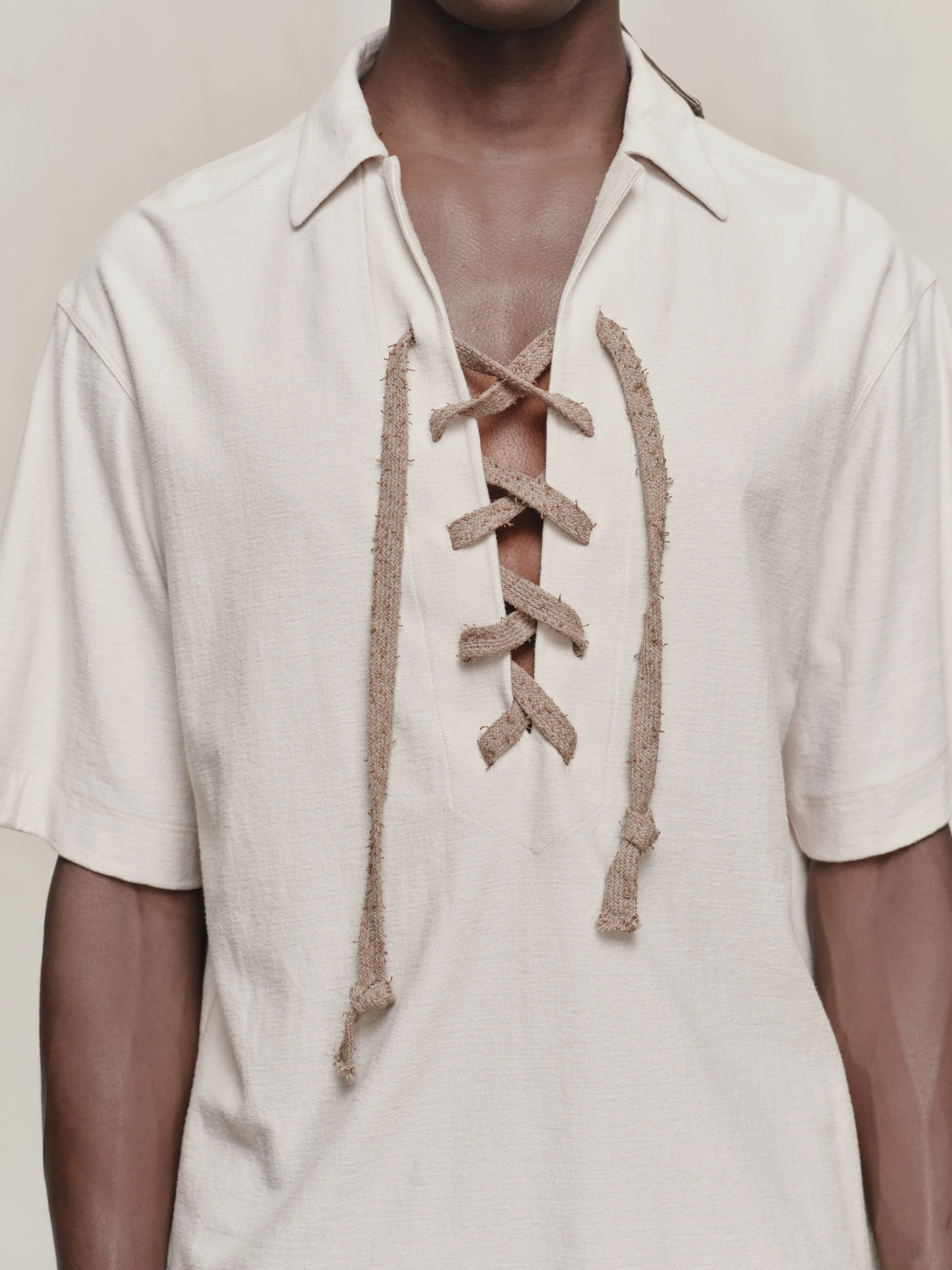 STRING FASTENED RUGBY T-SHIRT sold by ziggy chen product image thumbnail 5