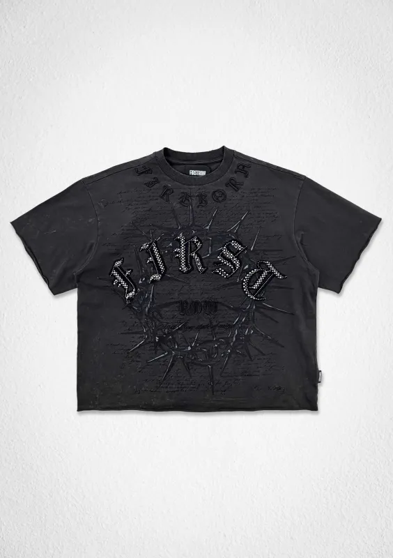 RIDE HARD IRON MONUMENT CROP TEE made by First Row