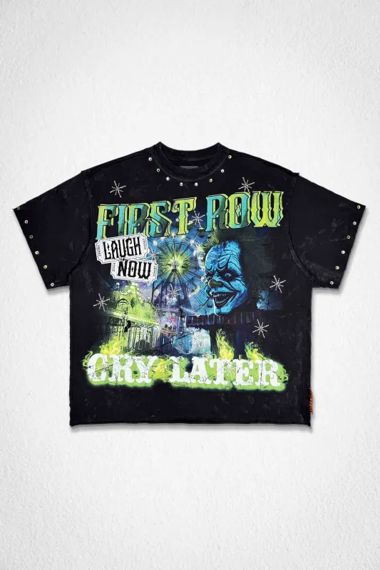 LAUGH NOW CRY LATER MIDNIGHT JOKER TEE made by First Row