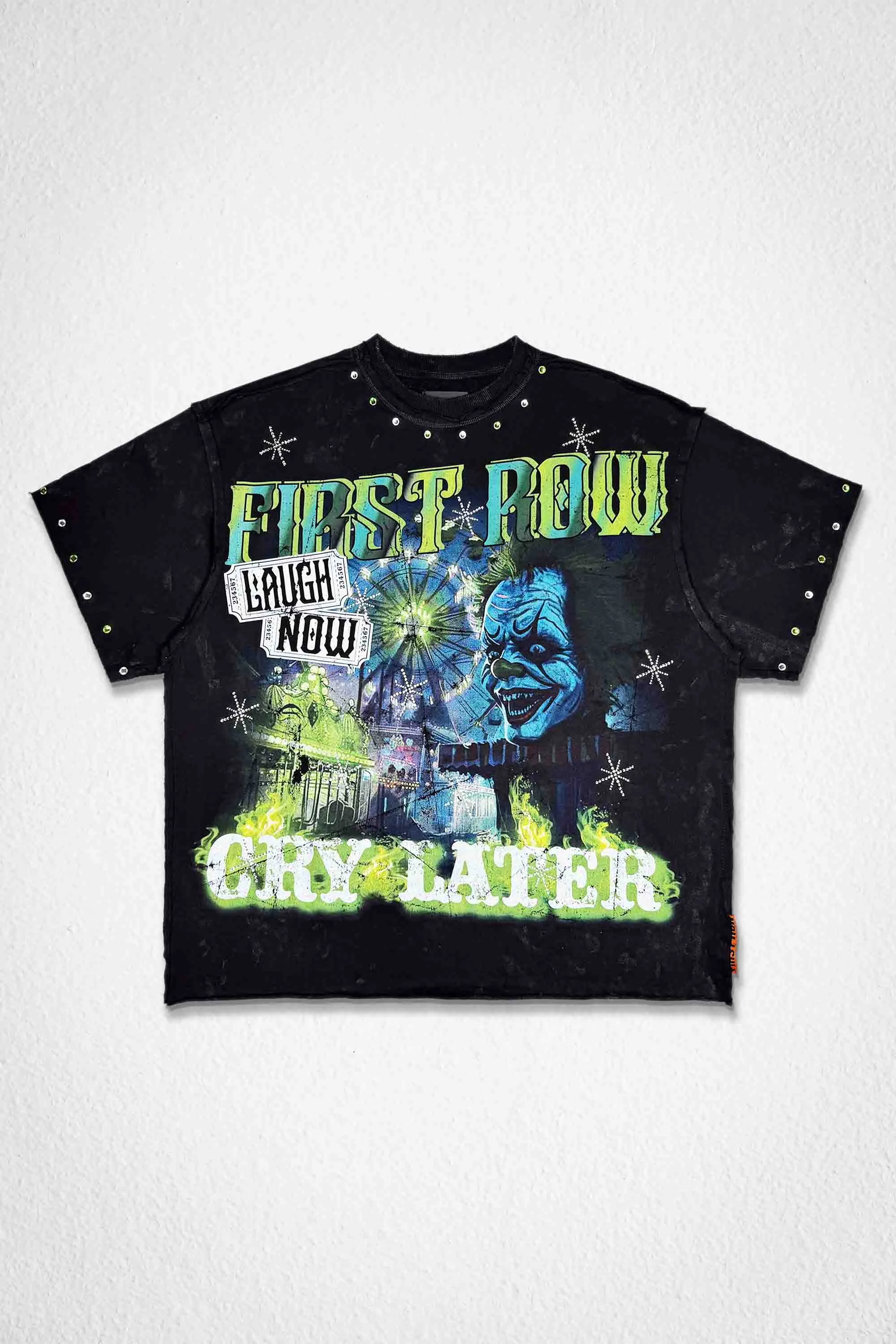 LAUGH NOW CRY LATER MIDNIGHT JOKER TEE sold by First Row