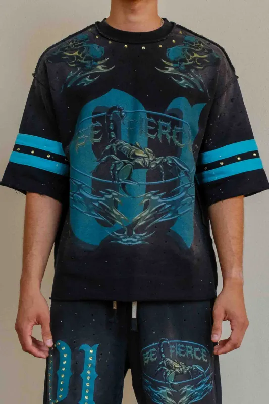 BEWARE WAKE UP & BE FIERCE SCORPION VARSITY TEE made by First Row