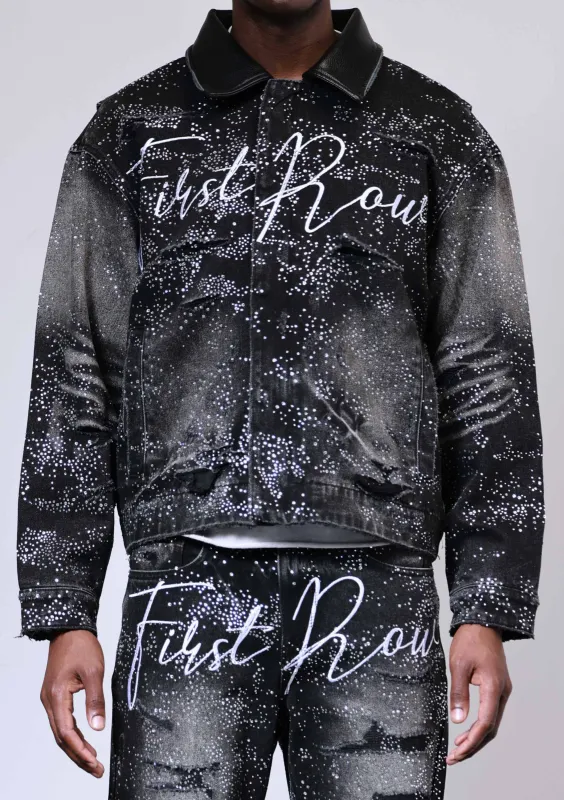 ALLOVER RHINE STONE BLACK WORKWEAR JACKET made by First Row