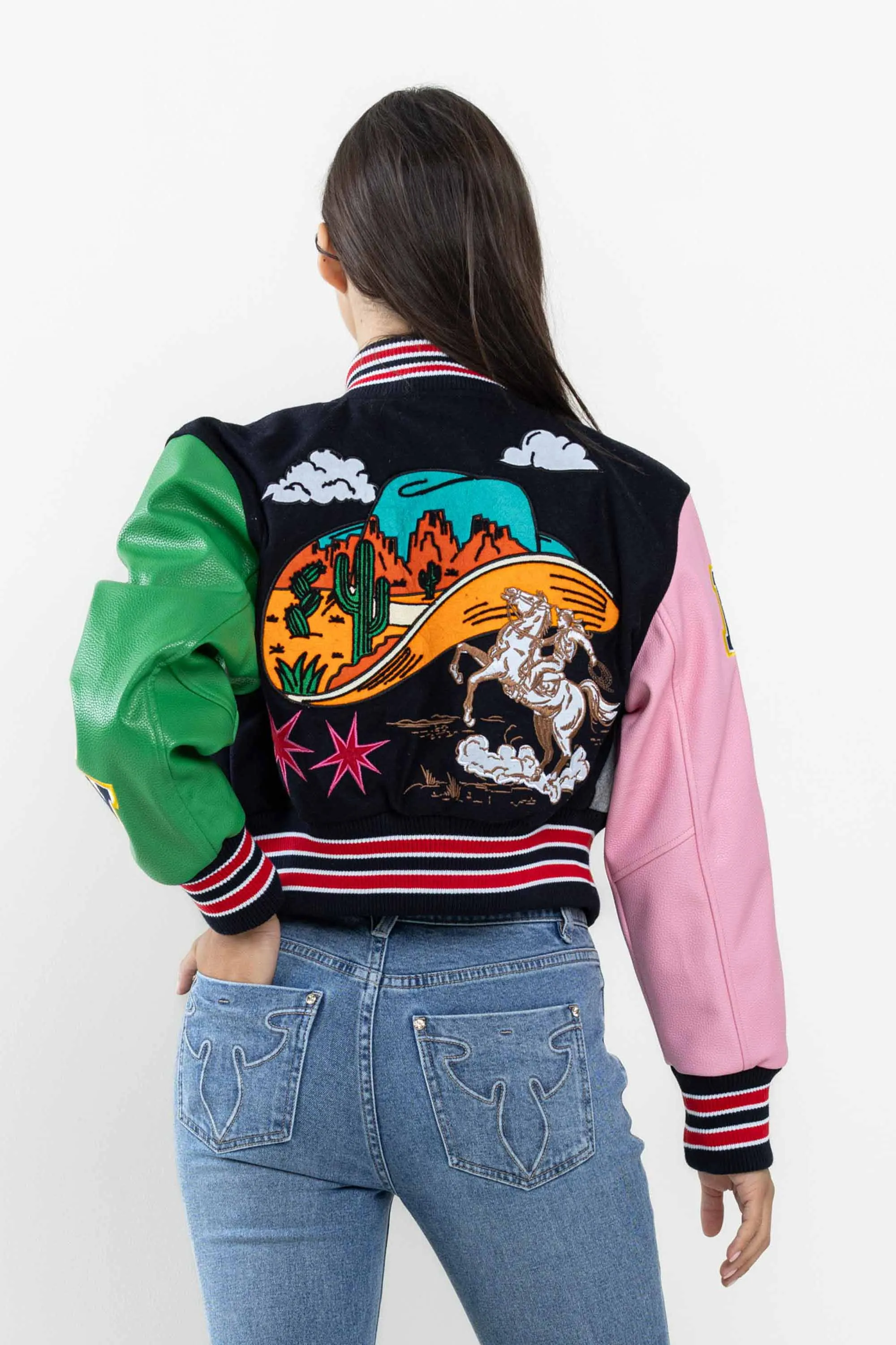 WILD AND FREE CROPPED VARSITY JACKET sold by First Row product image thumbnail 5