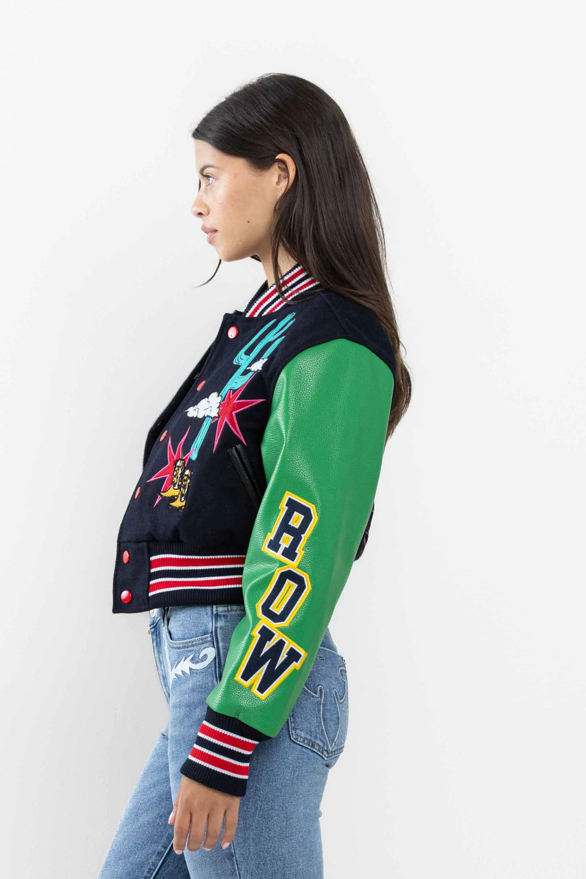 WILD AND FREE CROPPED VARSITY JACKET sold by First Row product image thumbnail 4