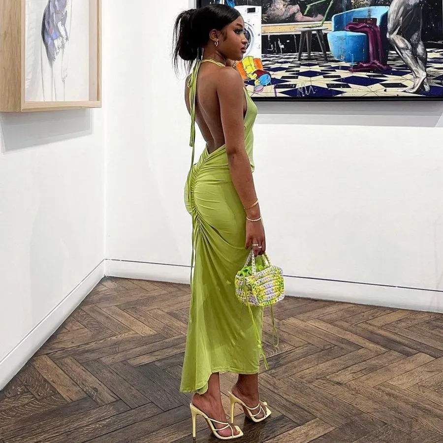 Gathered Low Back Maxi Dress sold by Azel Clothing product image thumbnail 2