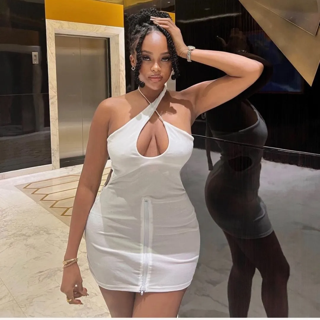 White Zip Front Dress sold by Azel Clothing product image thumbnail 2