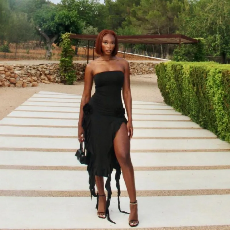 Black Rose Bandeau Dress sold by Azel Clothing