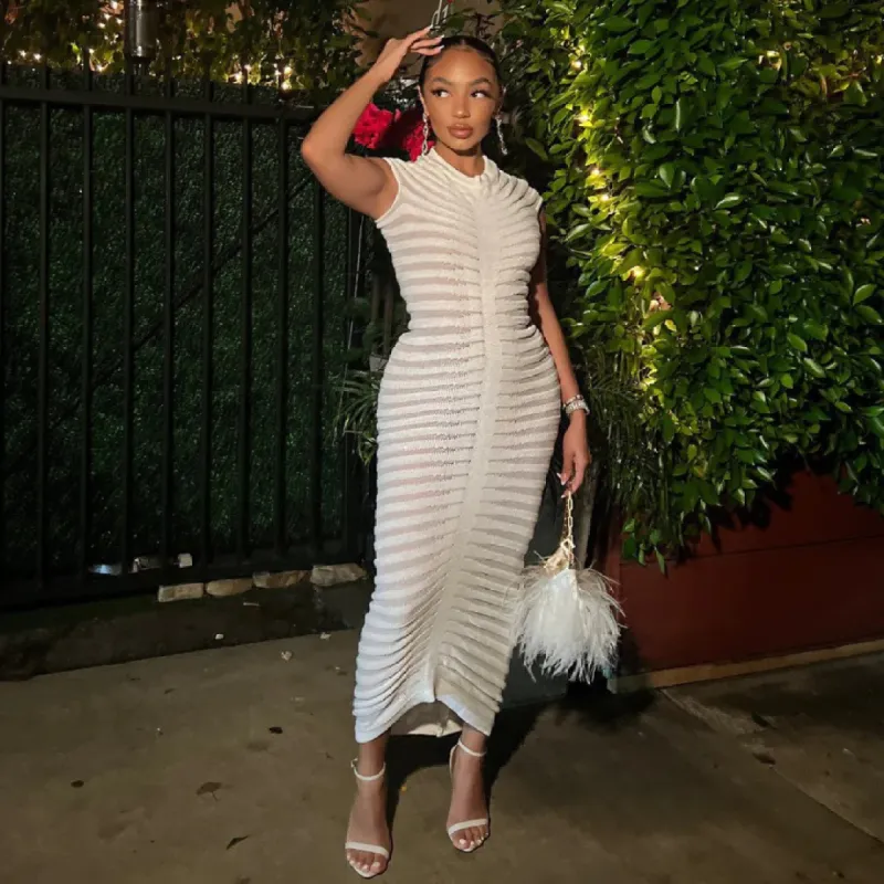 White Spinal Dress sold by Azel Clothing