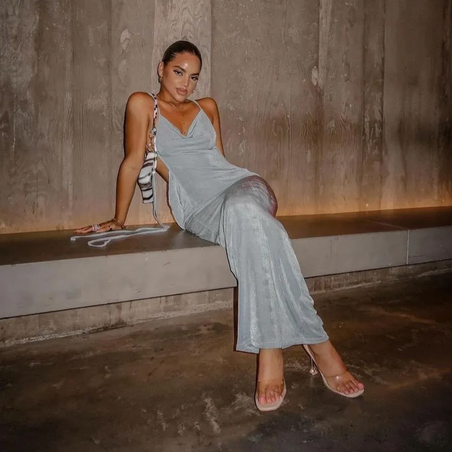 Blue Draped Back Maxi Dress sold by Azel Clothing product image thumbnail 2