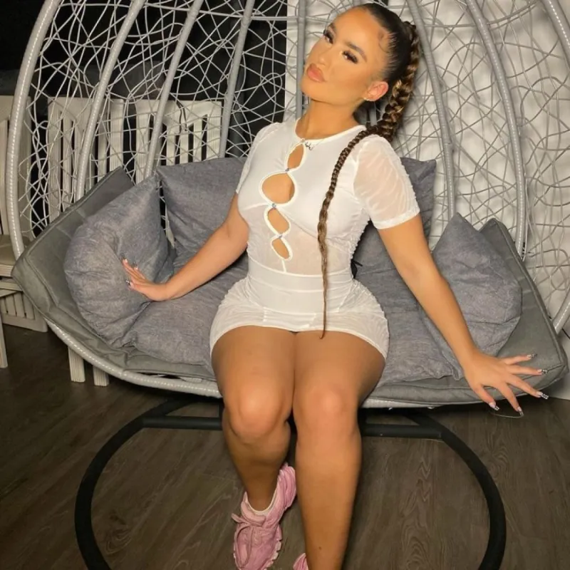 ZEBRA MESH DRESS WHITE sold by Azel Clothing