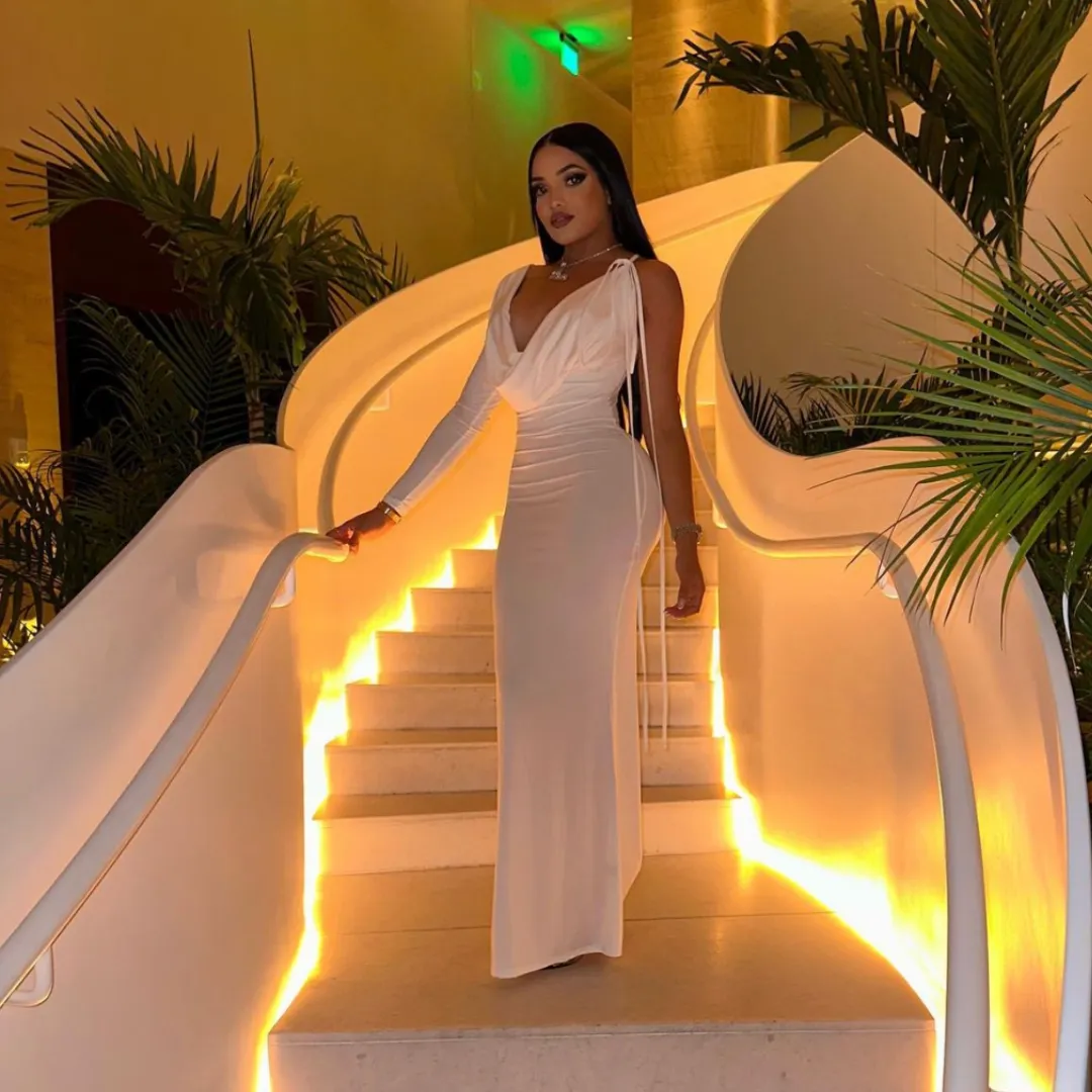 WHITE REVERSIBLE DRAPED GOWN sold by Azel Clothing product image thumbnail 3