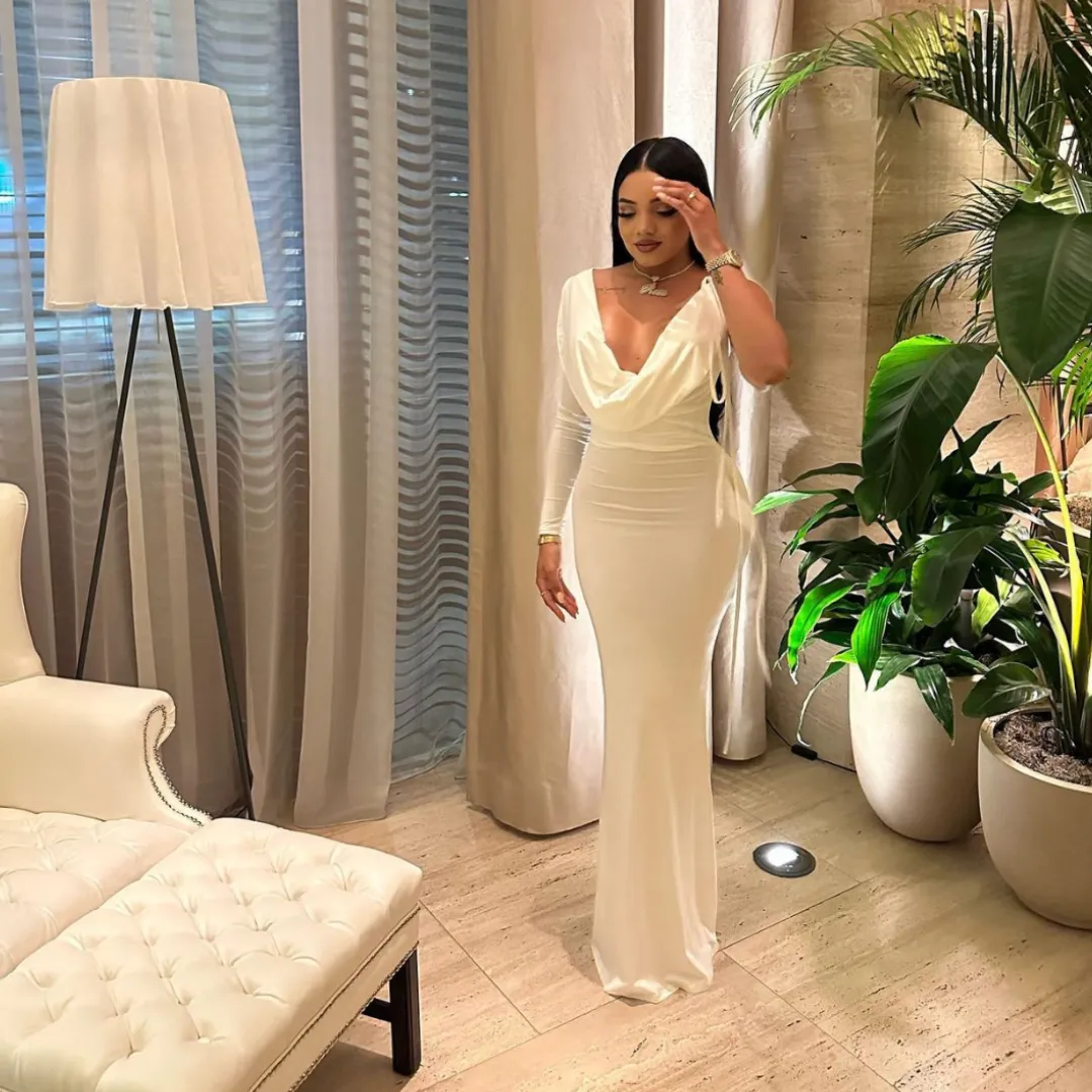 WHITE REVERSIBLE DRAPED GOWN sold by Azel Clothing product image thumbnail 2