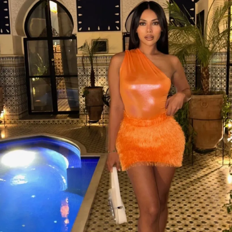 Orange Tassel Skirt Set sold by Azel Clothing