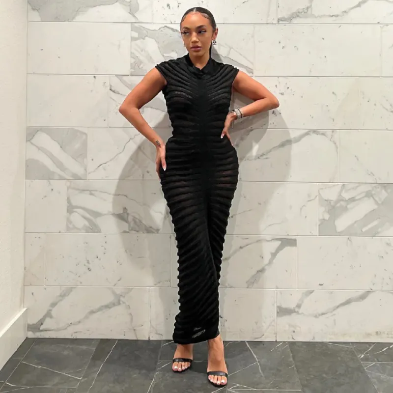 Black Spinal Dress sold by Azel Clothing